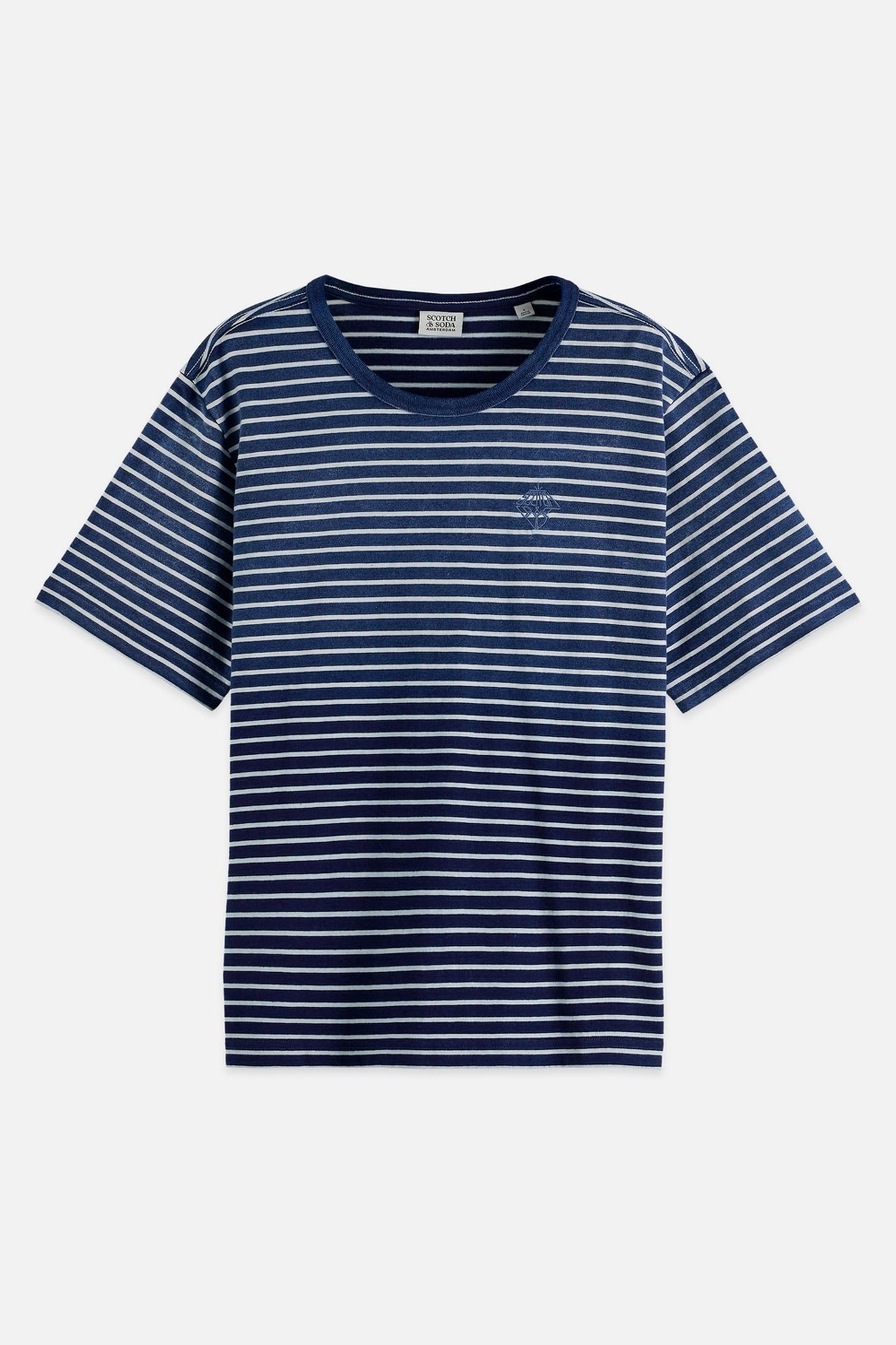 INDIGO WASHED LOOSE FIT T-SHRIT SAND STRIPE 4