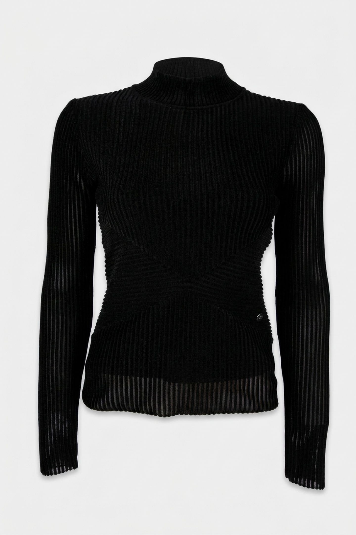 ELEGANT FLOCK MOCK NECK BLACK 3