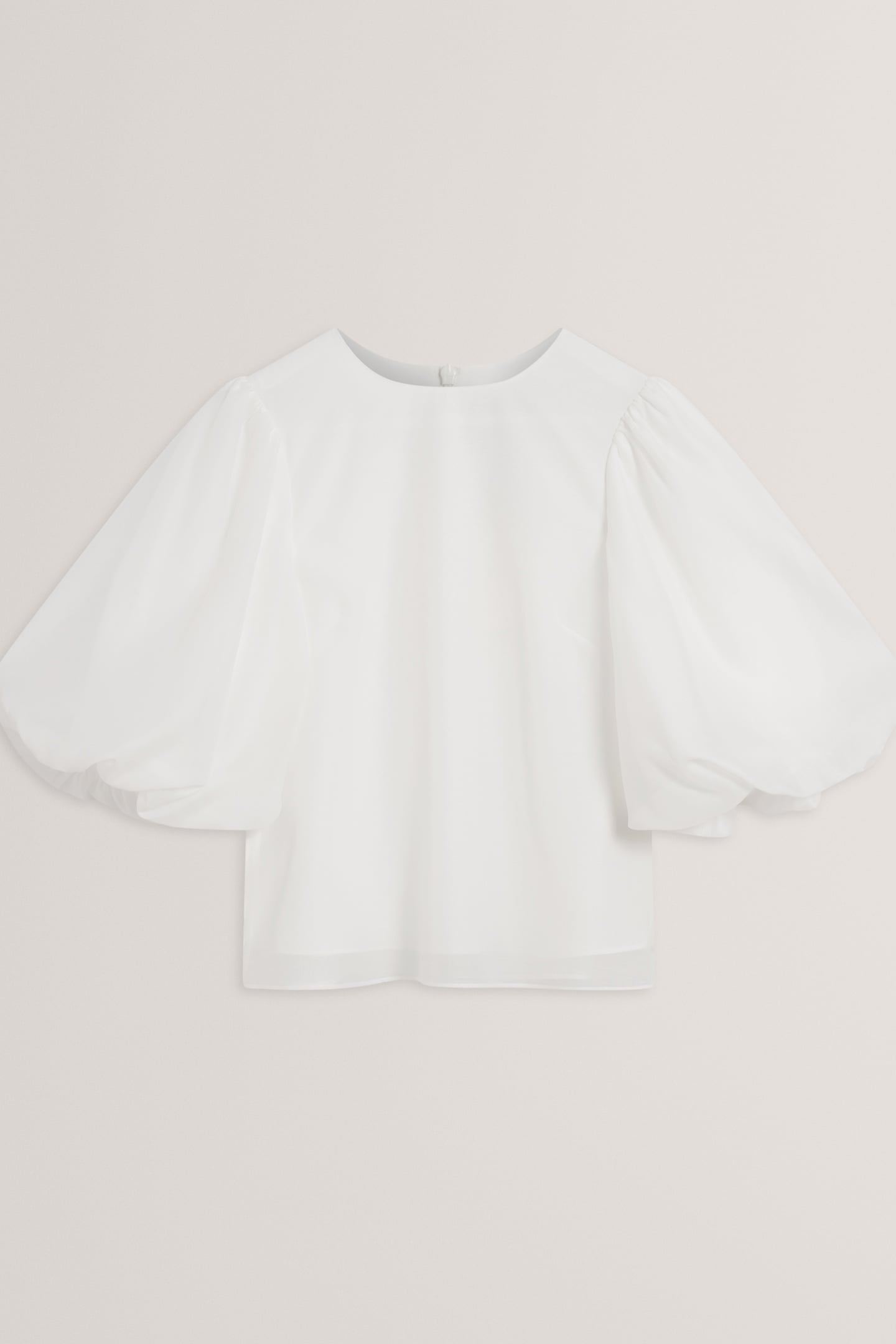 ORGANZA CREW NECK TOP WITH BALLOON SLEEVE IVORY 3