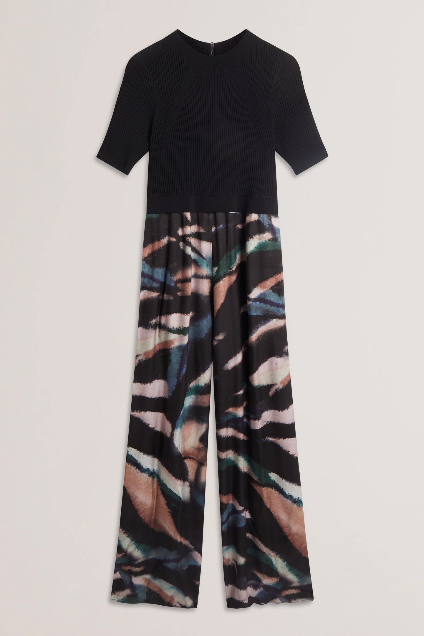 GEORIE KNIT BODICE PRINTED LEG JUMPS BLACK 3