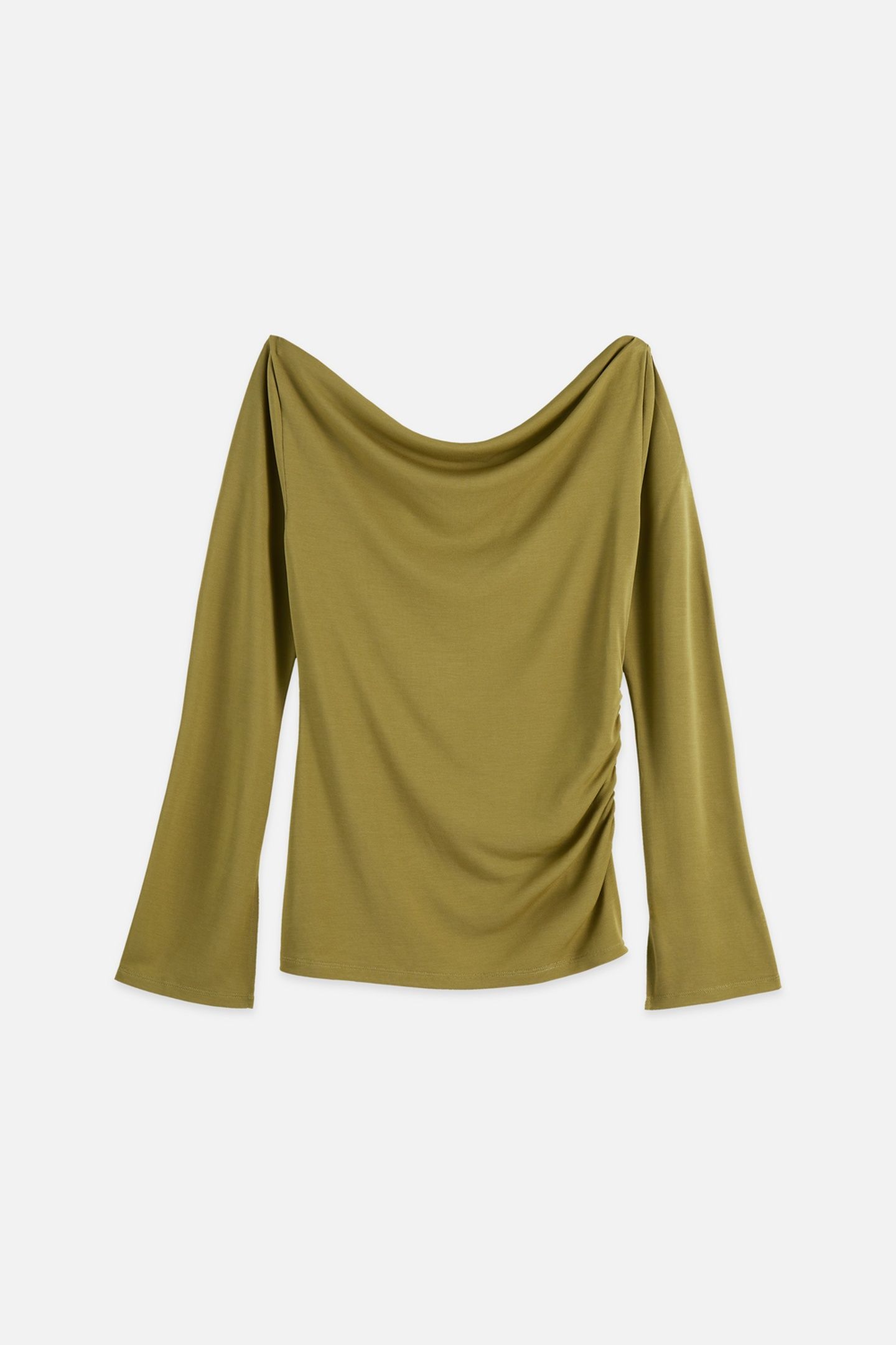 DRAPEY MODAL LONG SLEEVE T-SHIRT GREEN MOSS 1