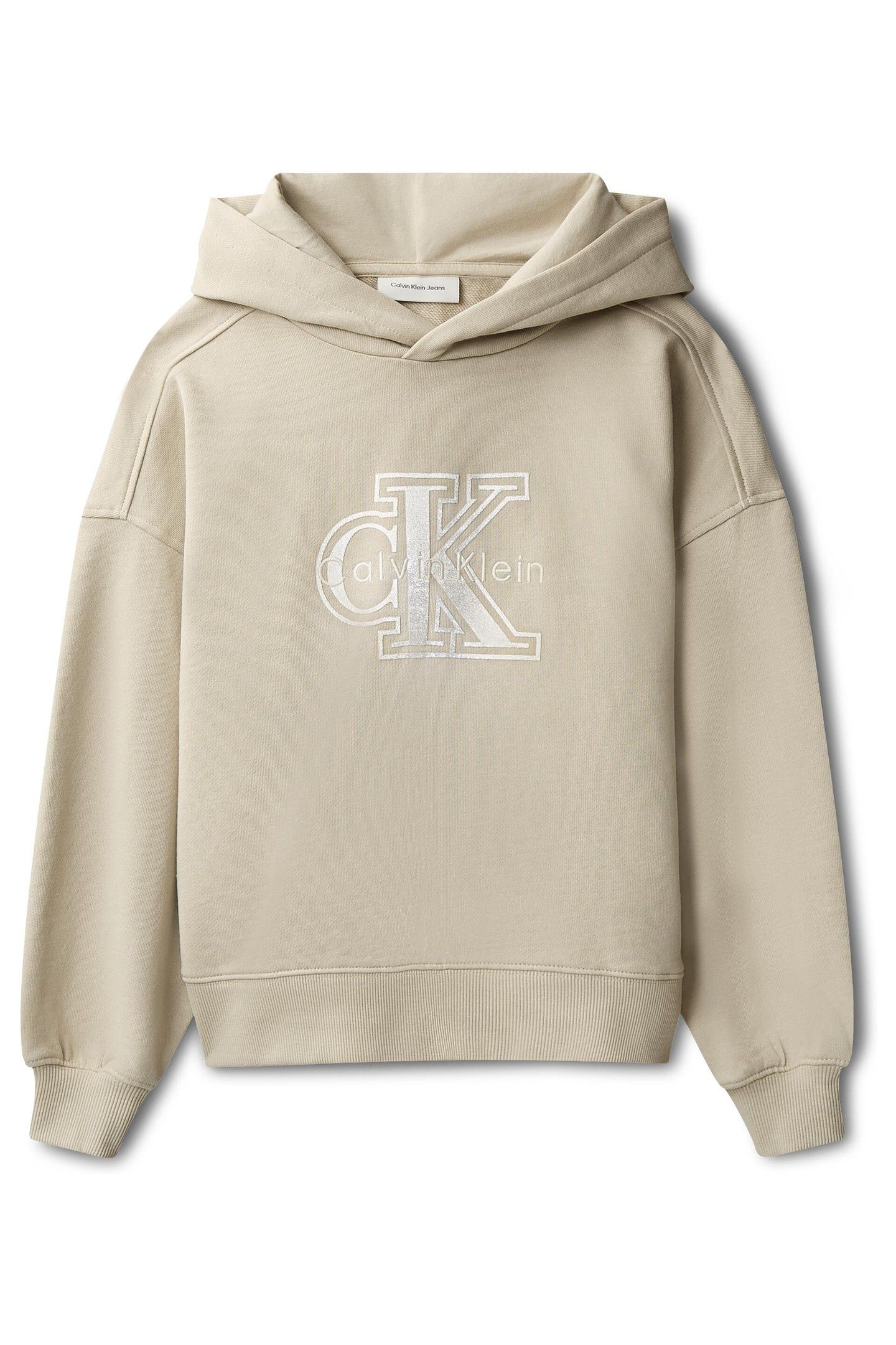 GIRLS VELVET MONOLOGO HOODIE ANCIENT MARBLE 2