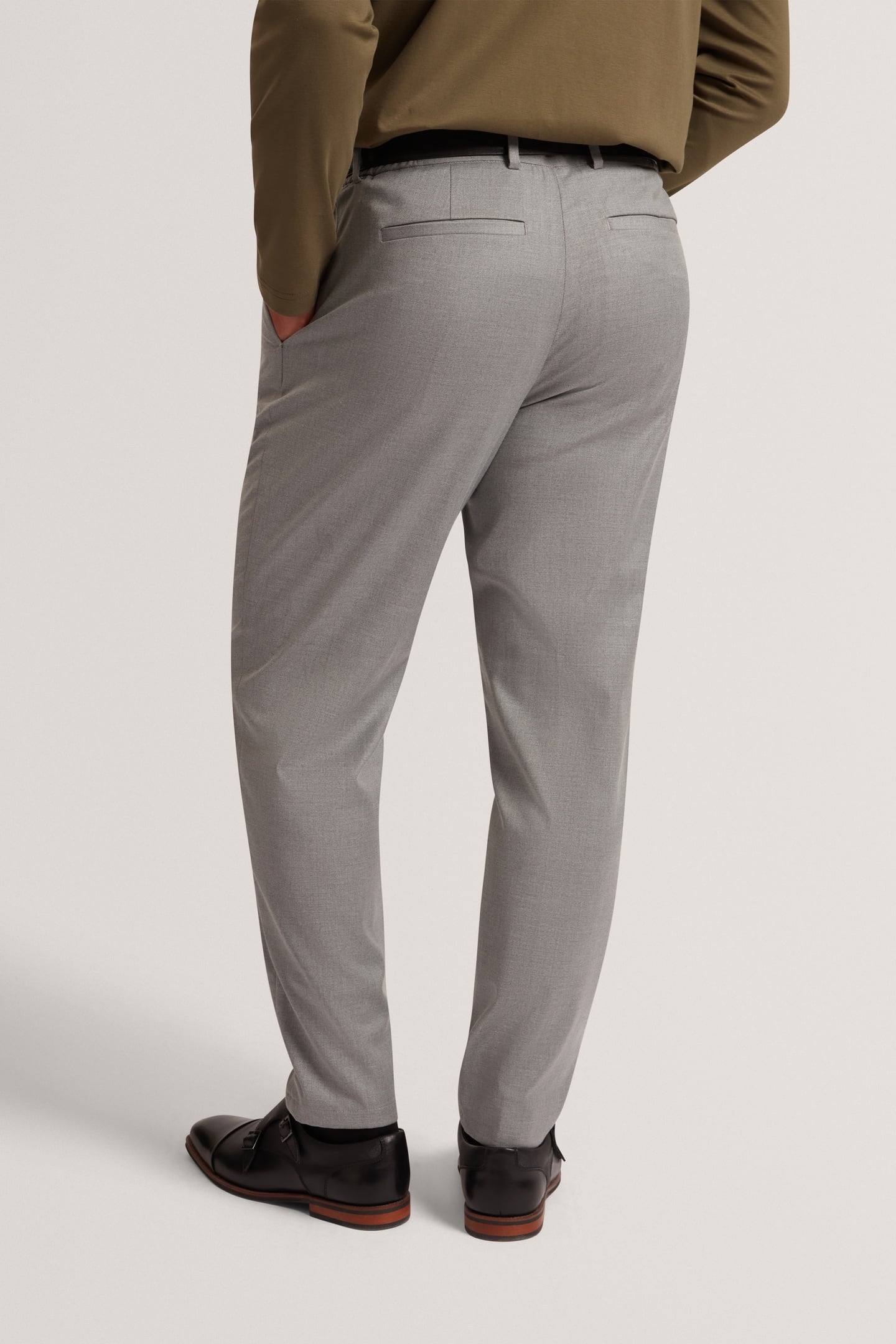 TAPERED FIT WOOL BLEND TROUSER GREY 2