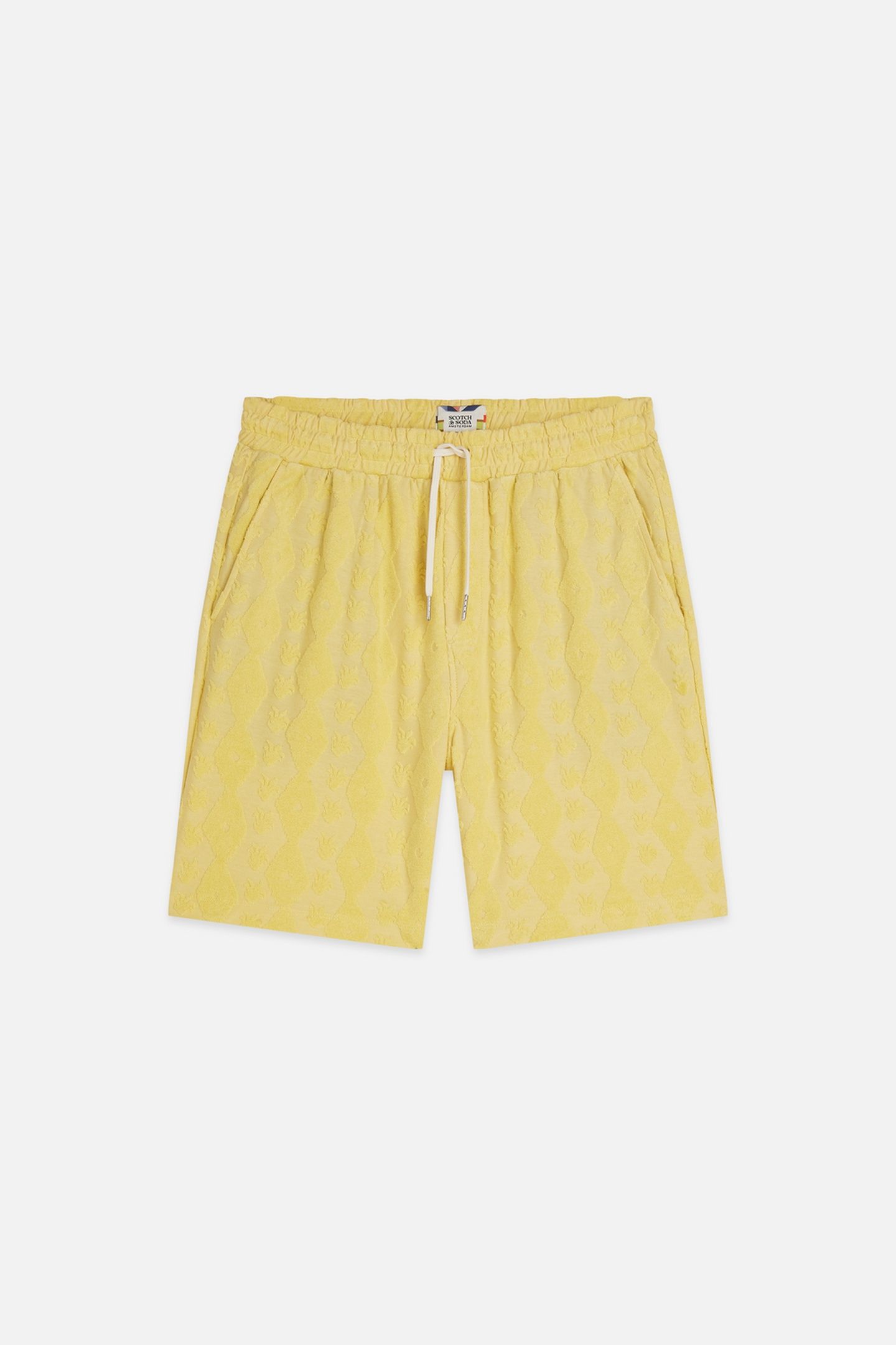 FAVE TERRY JACQUARD RELAXED-FIT BERMUDA SHORTS BRIGHT YELLOW 1