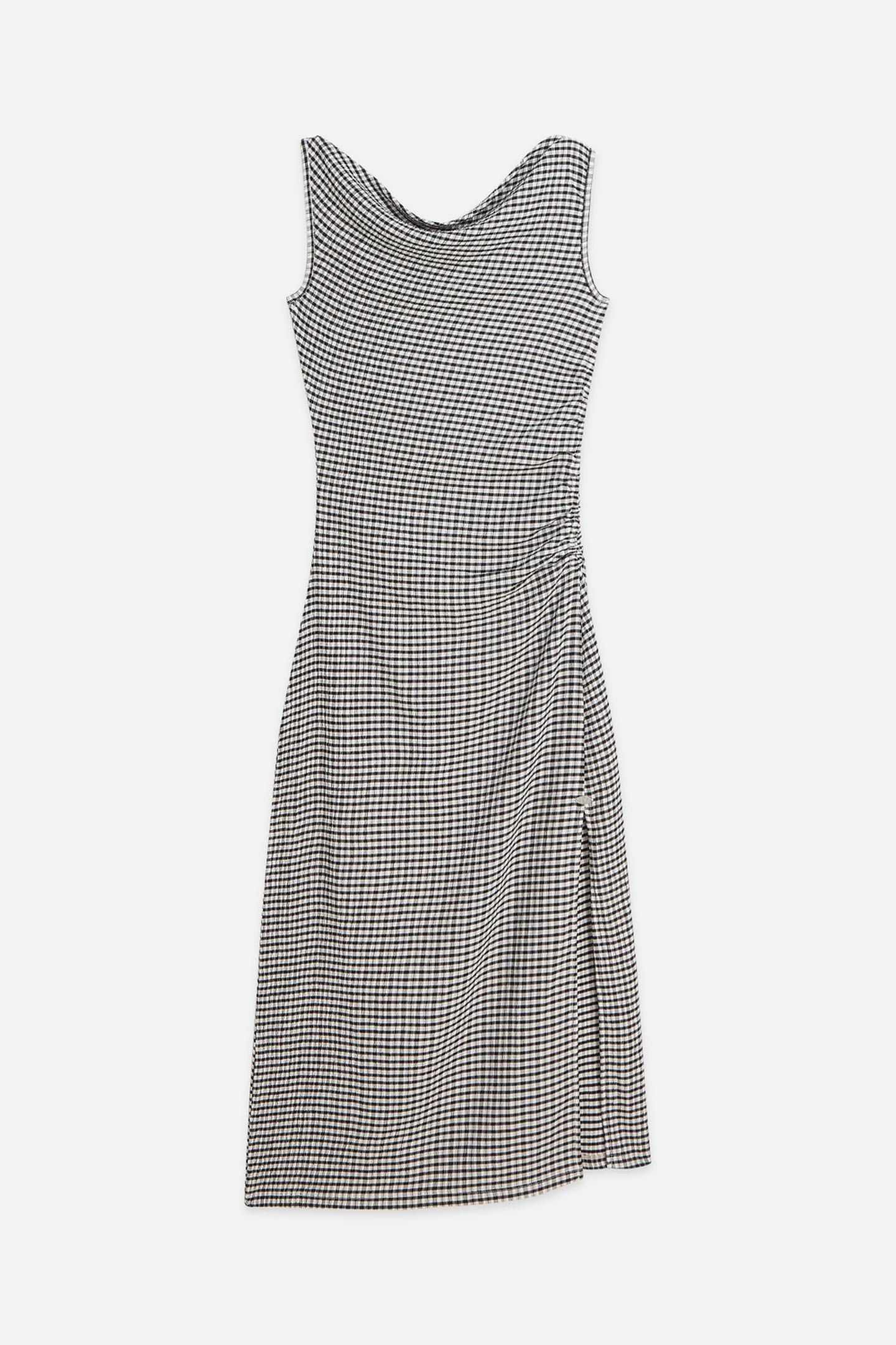STRUCTURED GINGHAM DRAPEY MIDI DRESS METEORITE 4