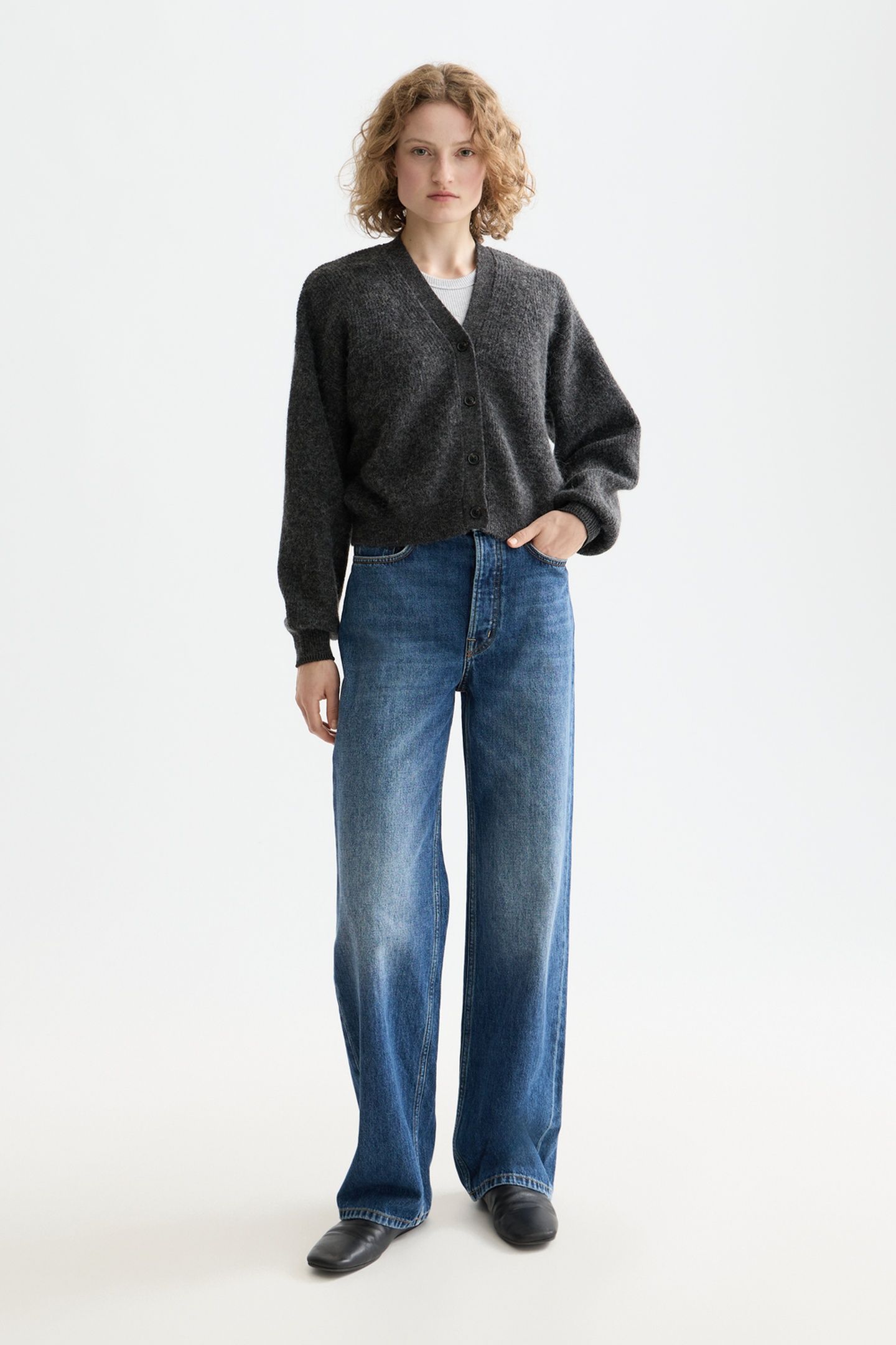 CORE FUZZY RELAXED CARDIGAN MEDIUM GREY 3