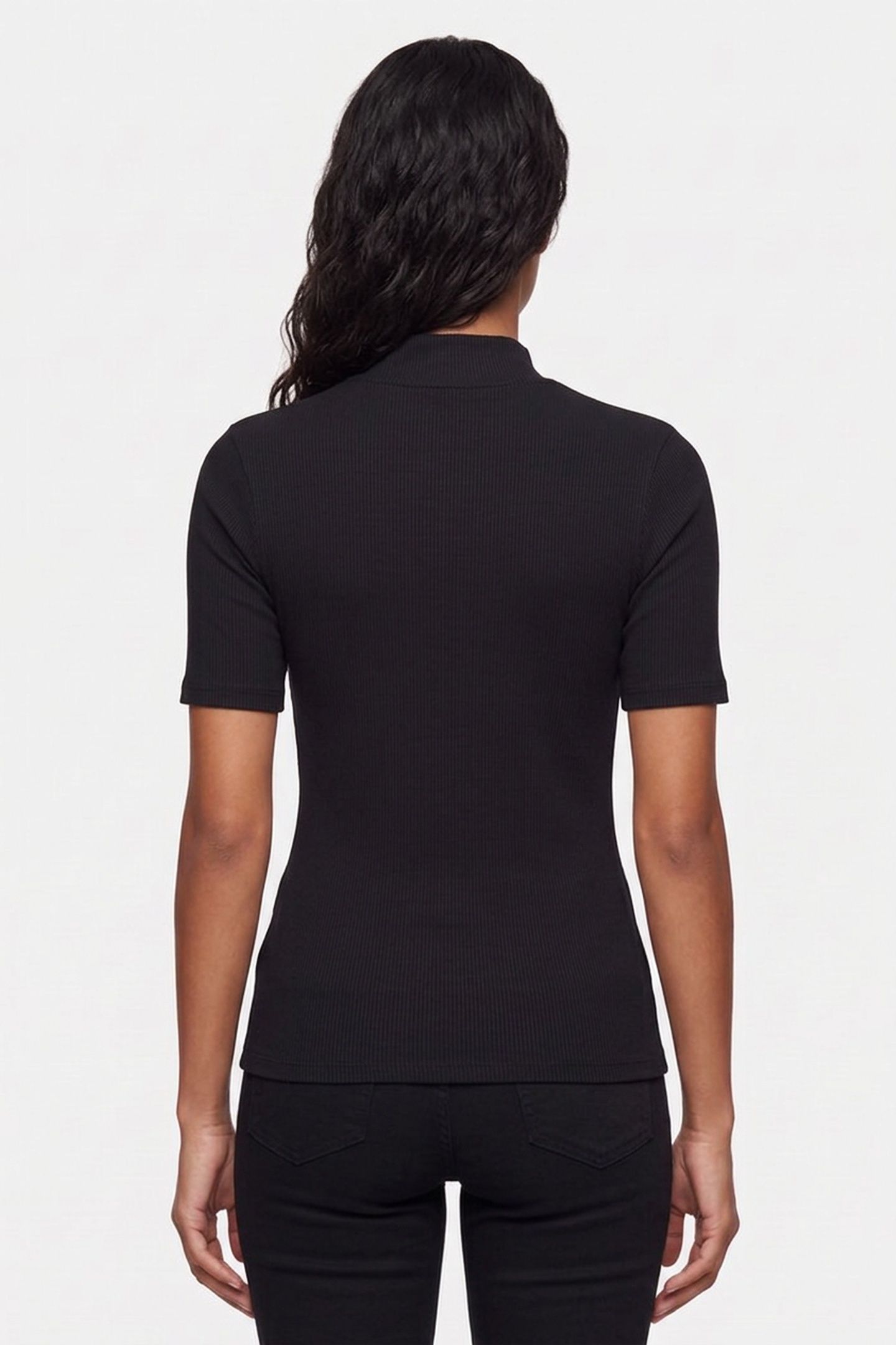 CORE MOCK NECK RIB T-SHIRT BLACK 2