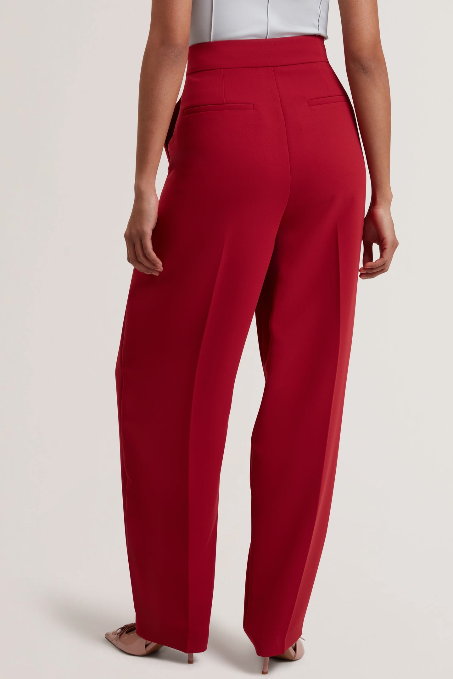 MORRIAT TAILORED BARREL LEG TROUSERS RED 2