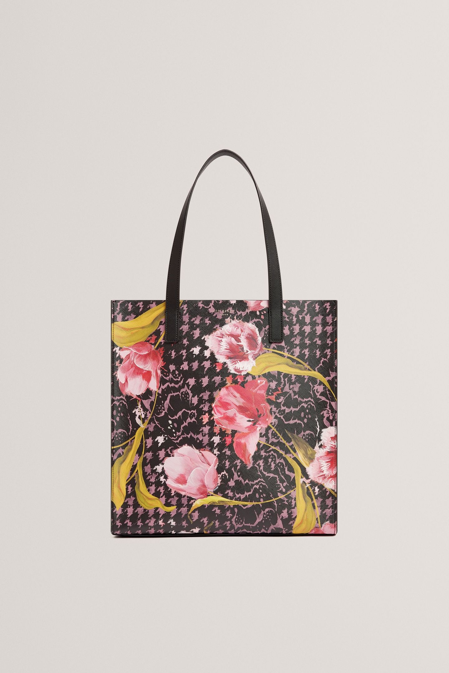 FLORAL PRINTED LARGE ICON BAG BLACK 1