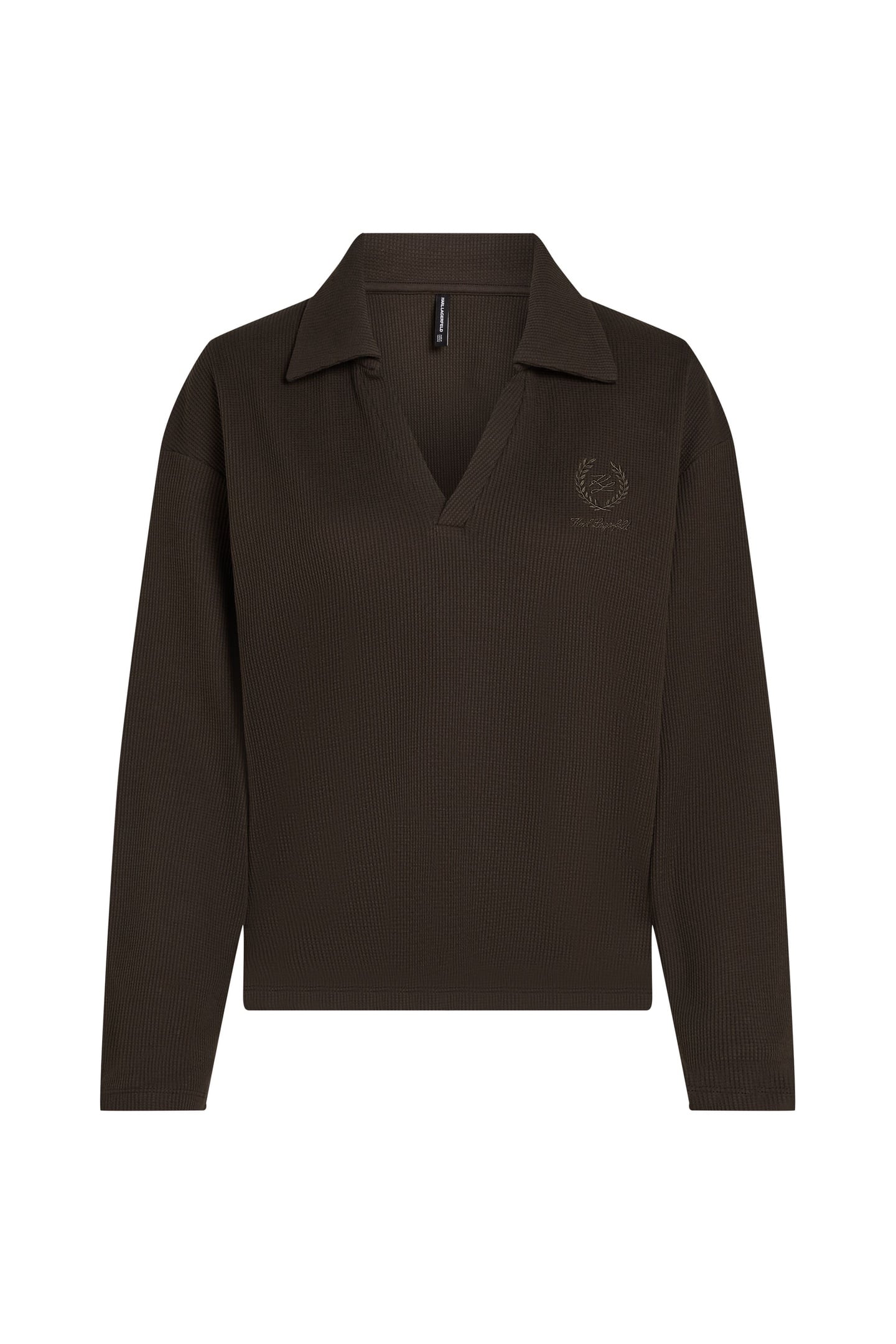 HOTEL KARL WAFFLE LS POLO TOP BLACK COFFEE 4