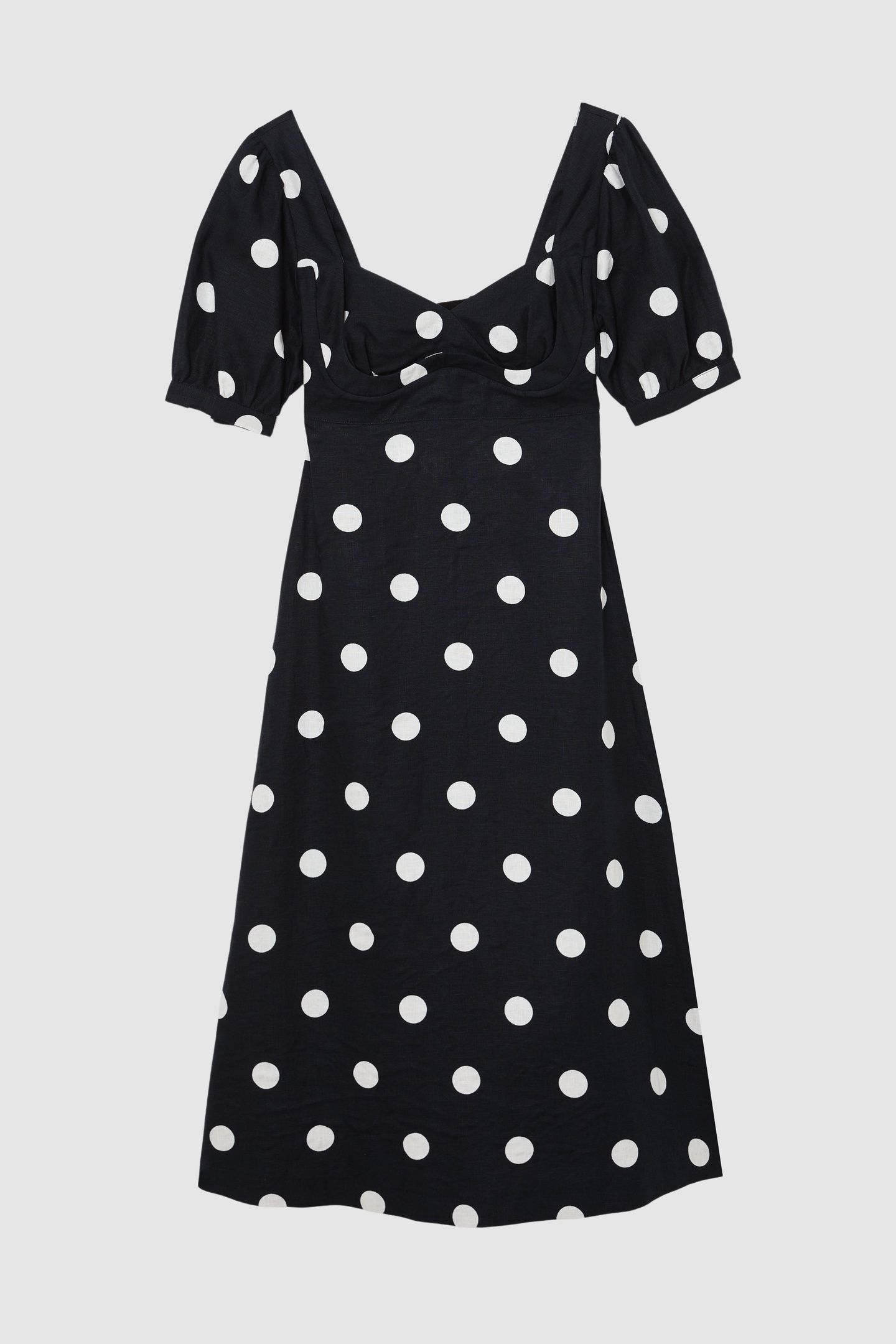 SHORT SLEEVE POLKA DOT MIDI DRESS NAVY/IVORY 4