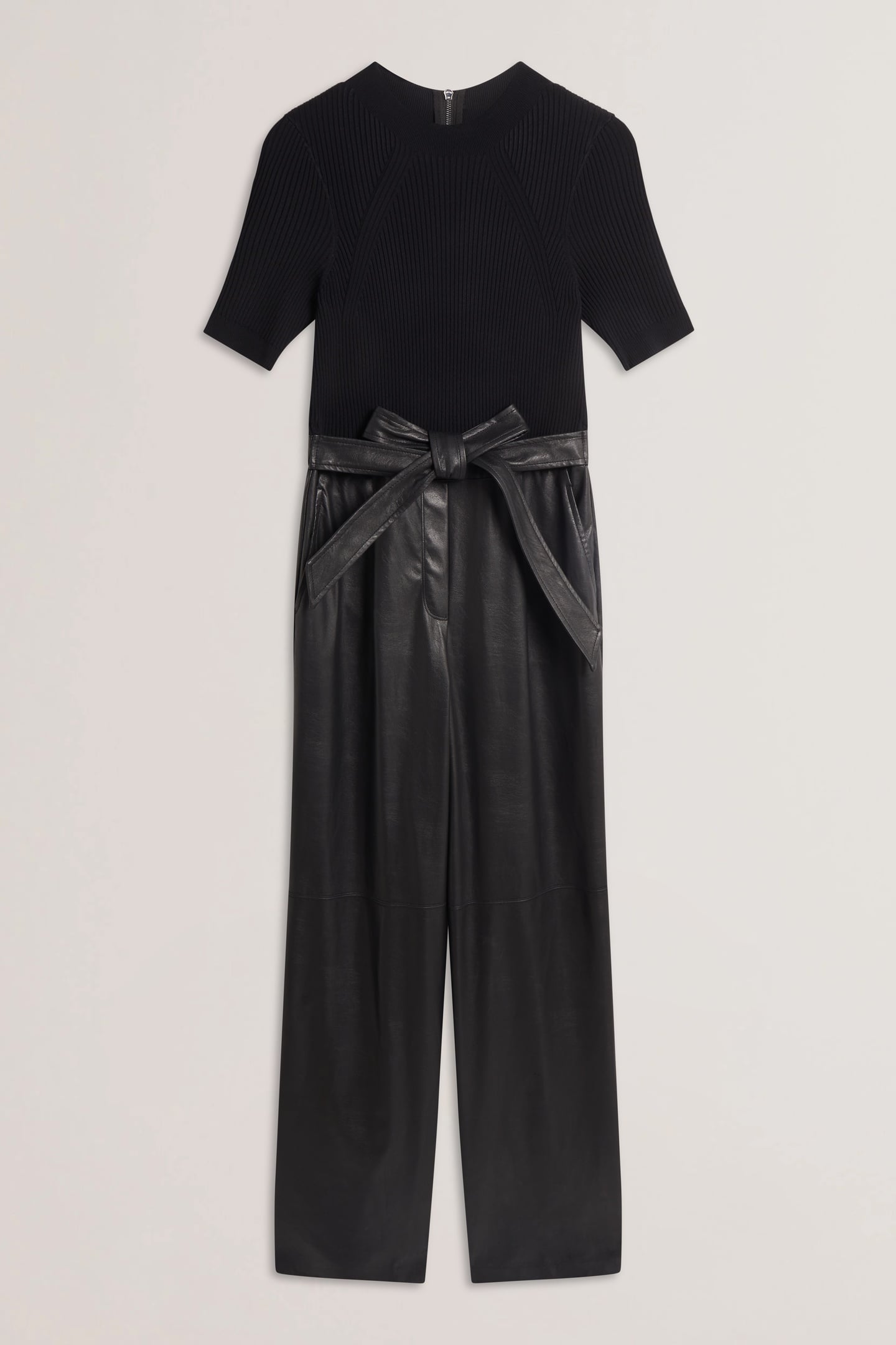 TELEA FAUX LEATHER LEG KNIT BODICE BLACK 2