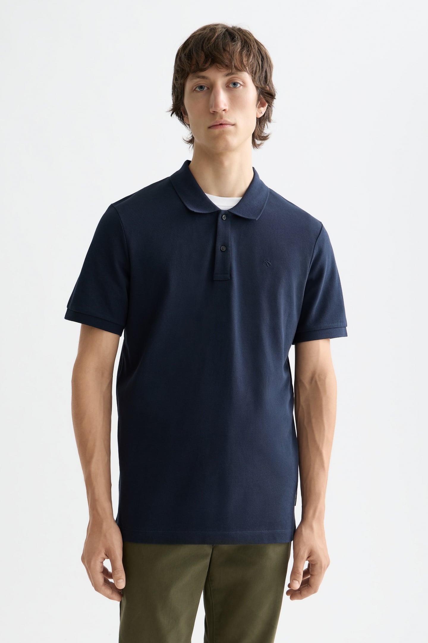 CHEST LOGO REGULAR-FIT PIQUE POLO NAVY 1