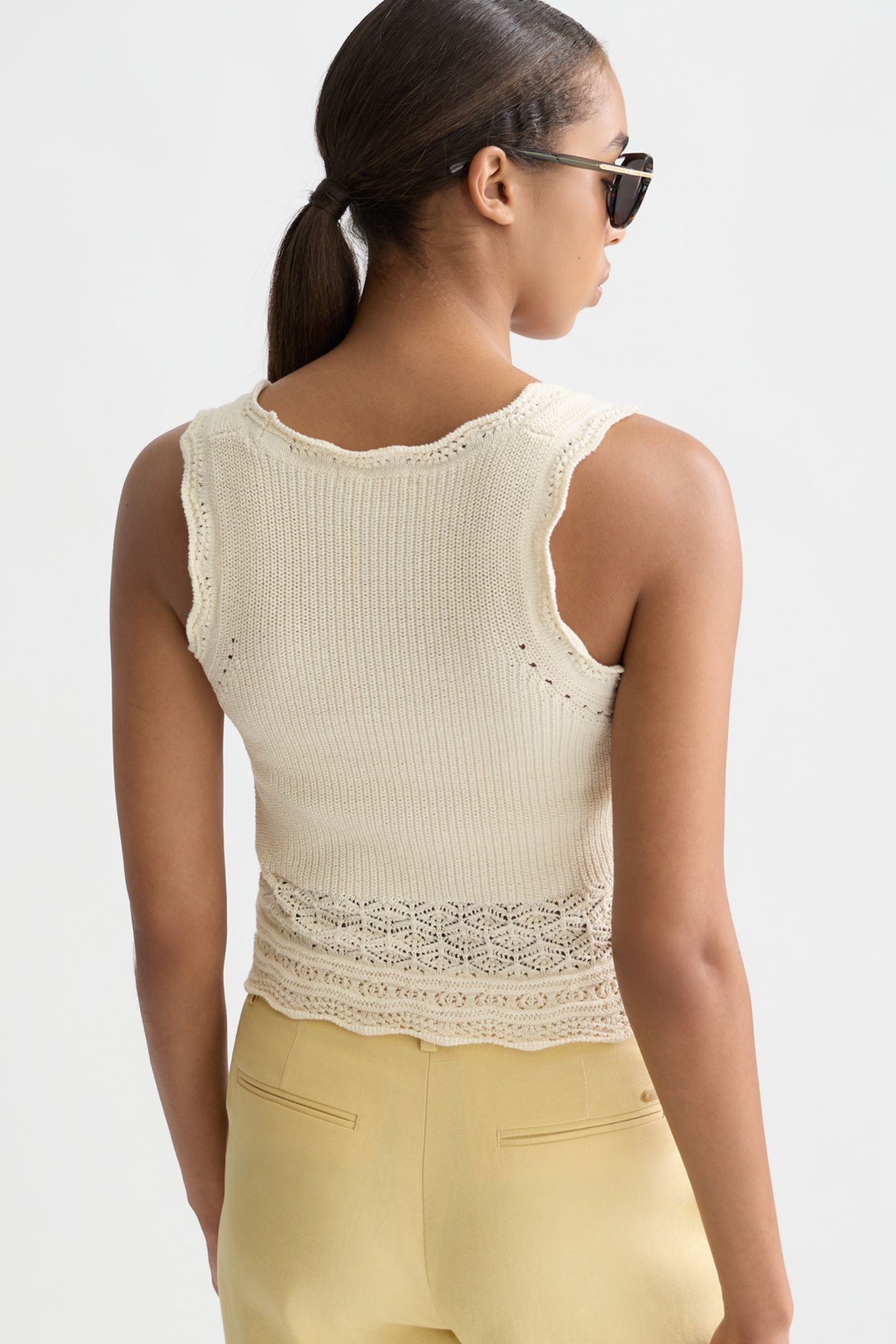 POINTELLE KNITTED VEST EGGNOG 2