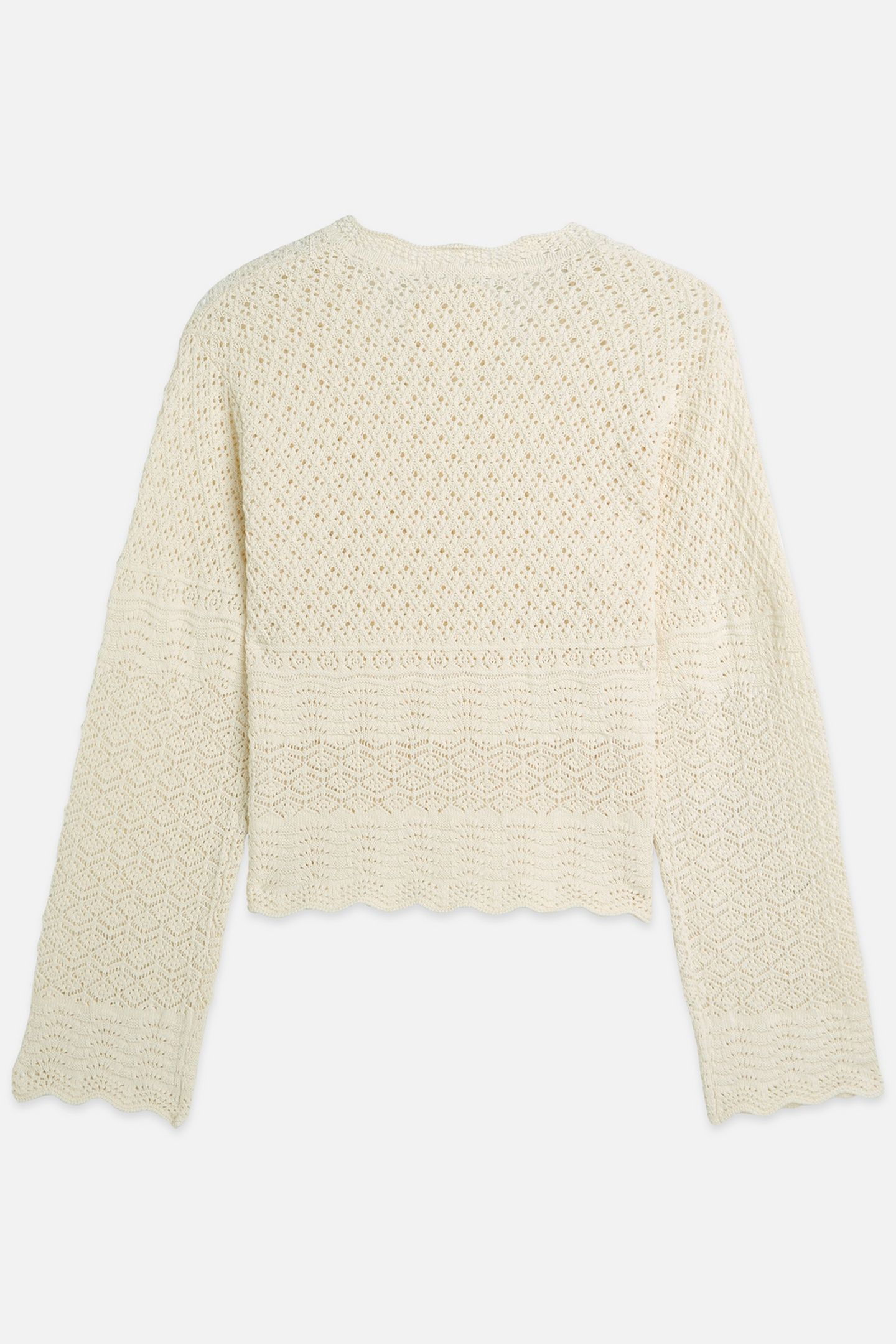 POINTELLE STITCH V NECK PULLOVER EGGNOG 5