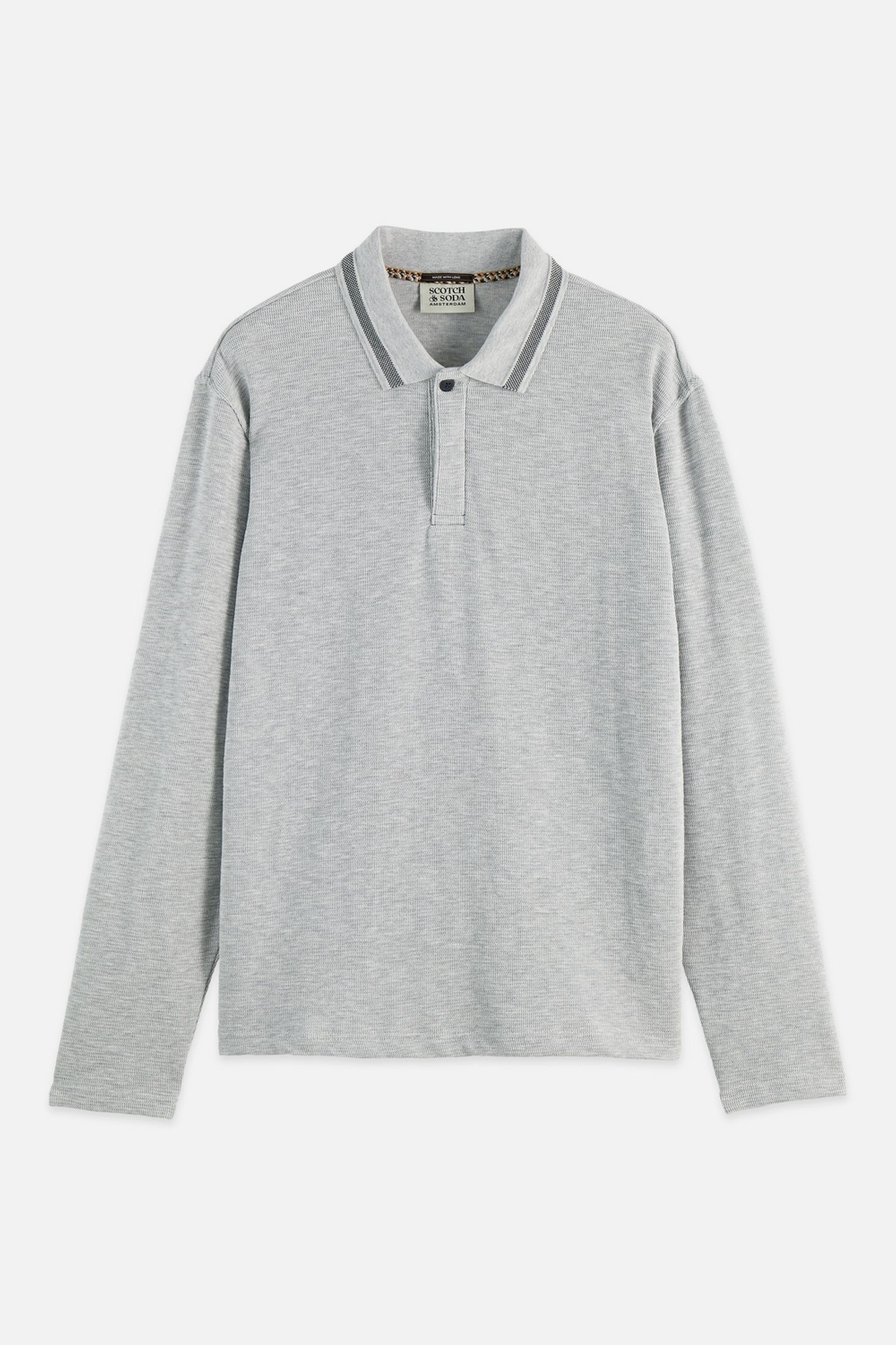STRUCTURED RELAXED-FIT LONG-SLEEVED POLO LIGHT PASTEL GREY 4