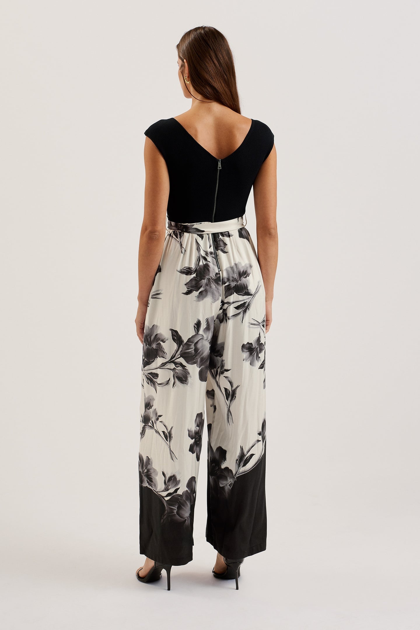 NALCO BARDOT KNIT BODICE PRINTED TROUSERS BLACK 2