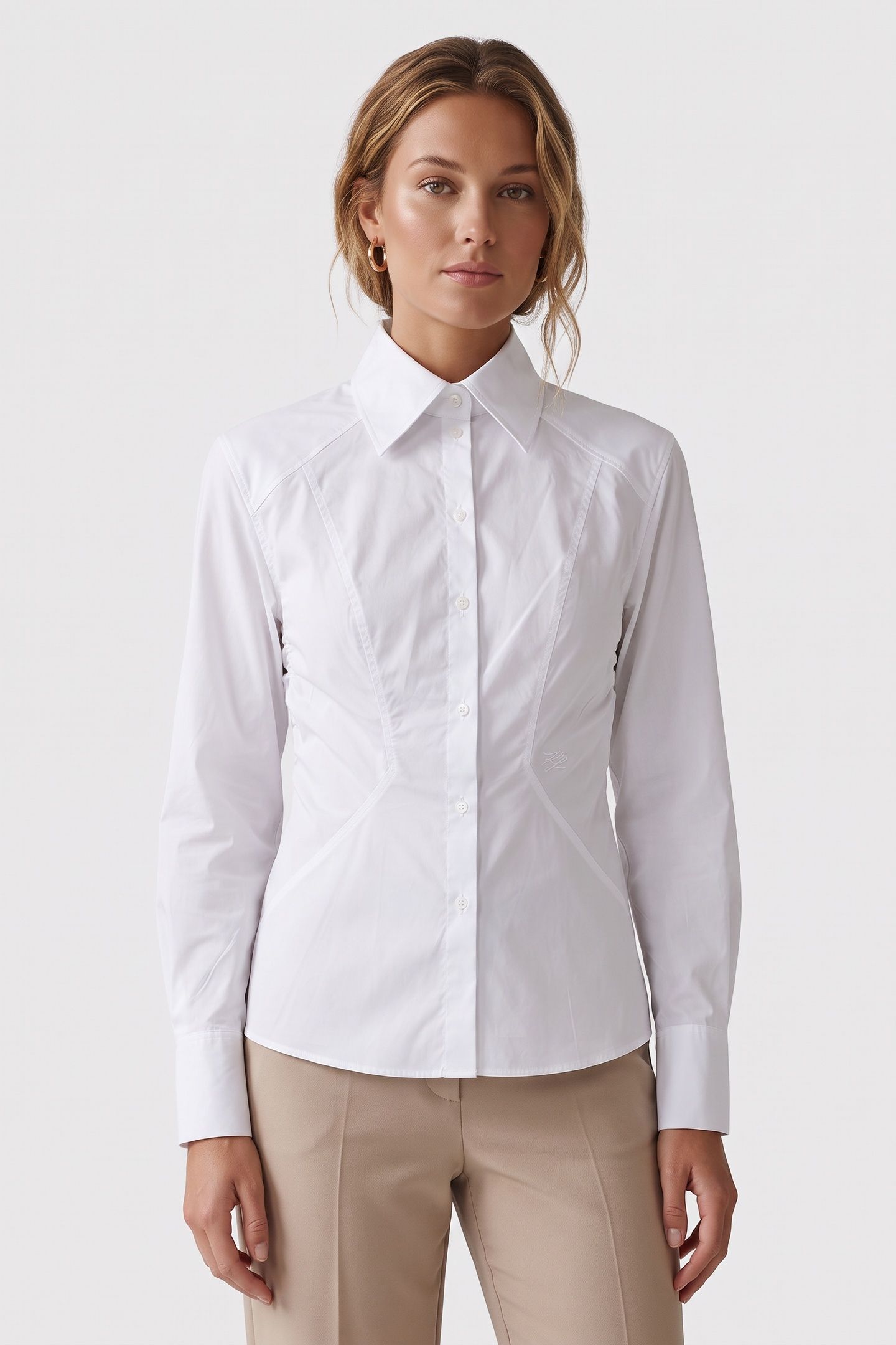 STUDIO POPLIN STRETCH BLOUSE WHITE 1