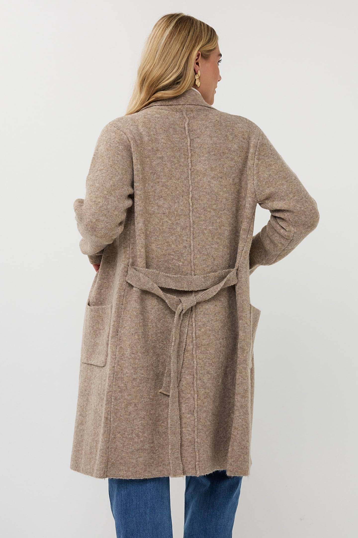 CARDIGAN LONG POCKETS TAUPE MELANGE 4