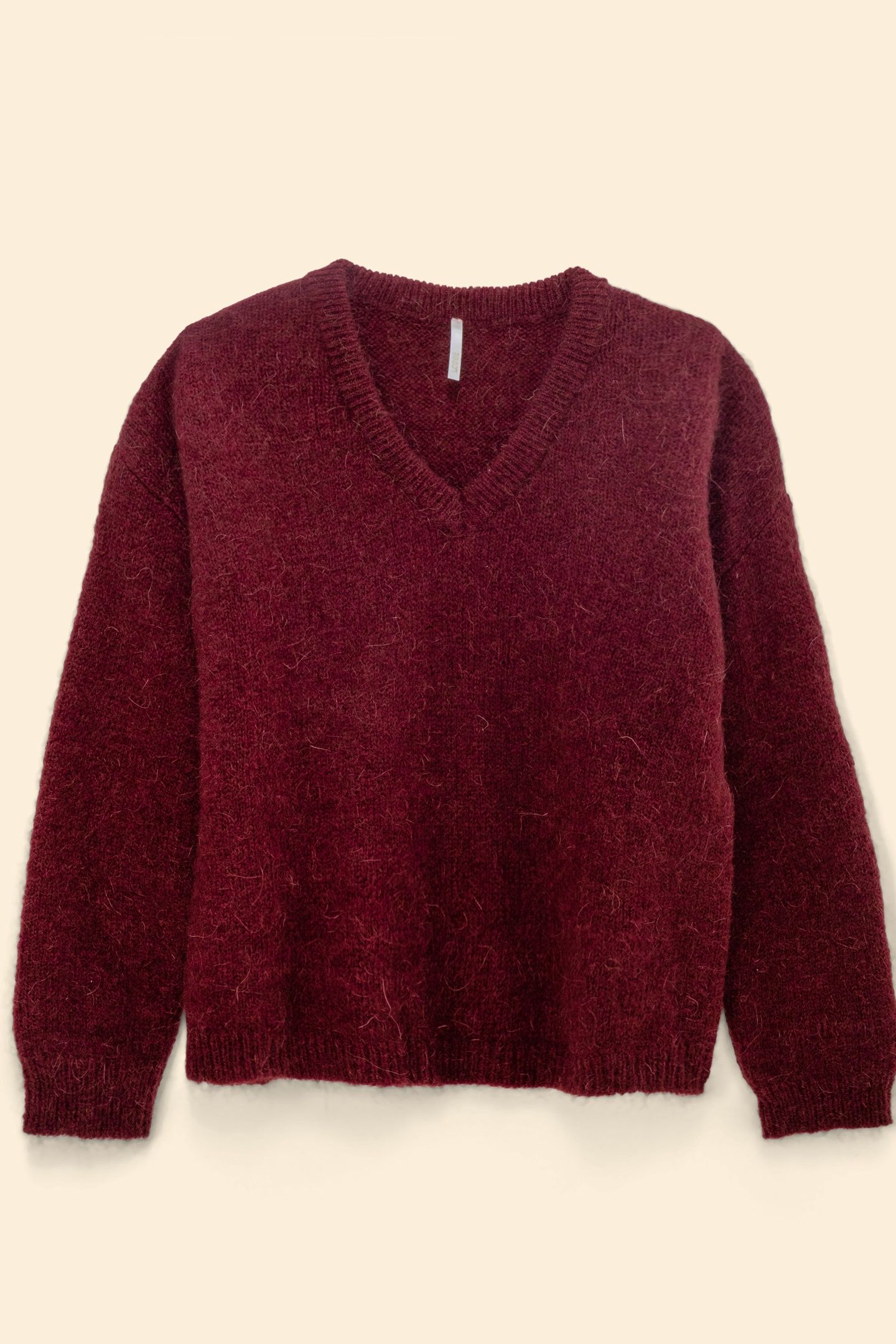 BURGUNDY KNIT V-NECK SWEATER MARINE 4