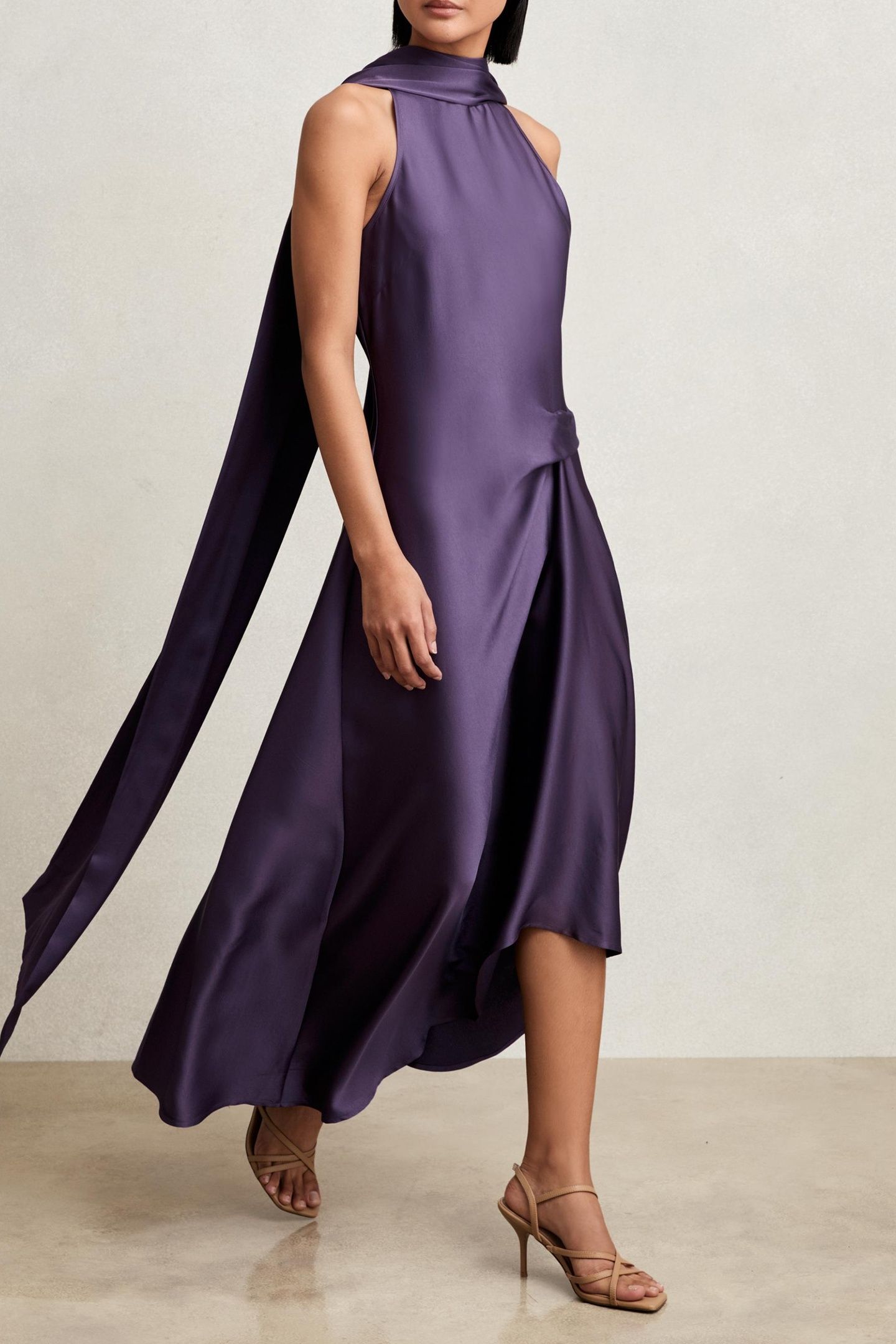 DRAPE OCCASION MIDI DRESS PURPLE 1