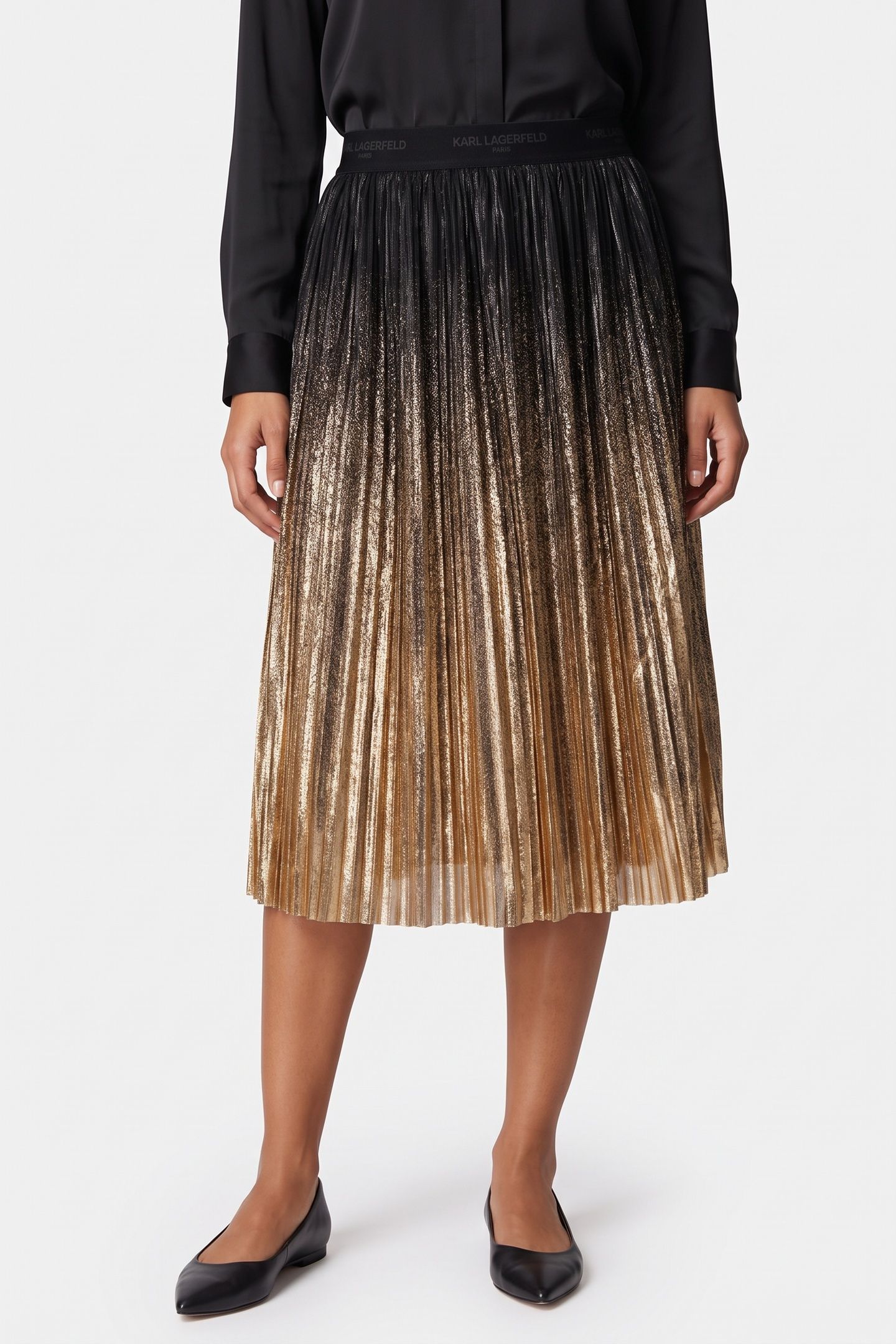 OMBRE METALLIC SKIRT BLACK/GOLD 1