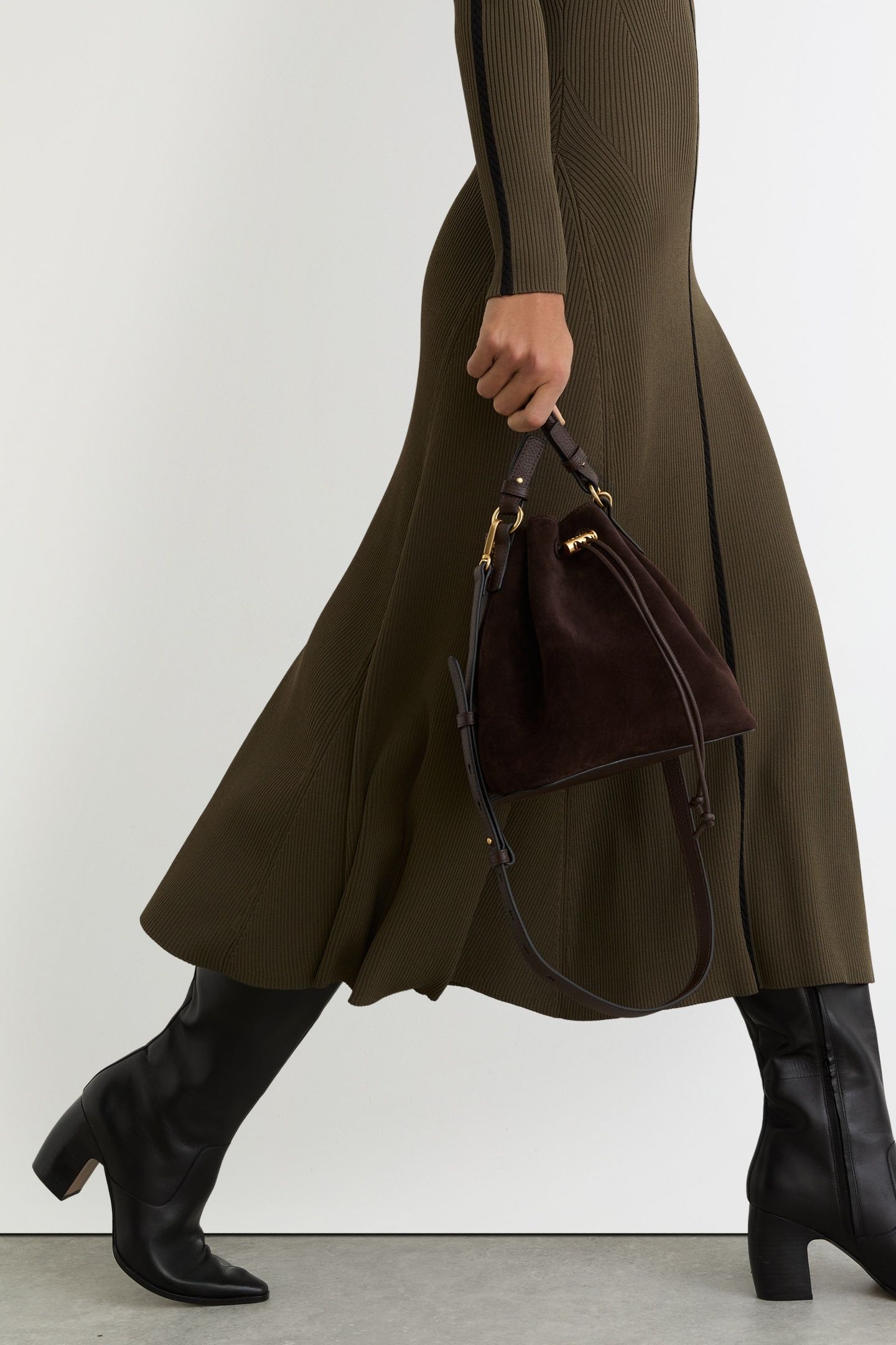 KNITTED MIDI DRESS KHAKI GREEN 4