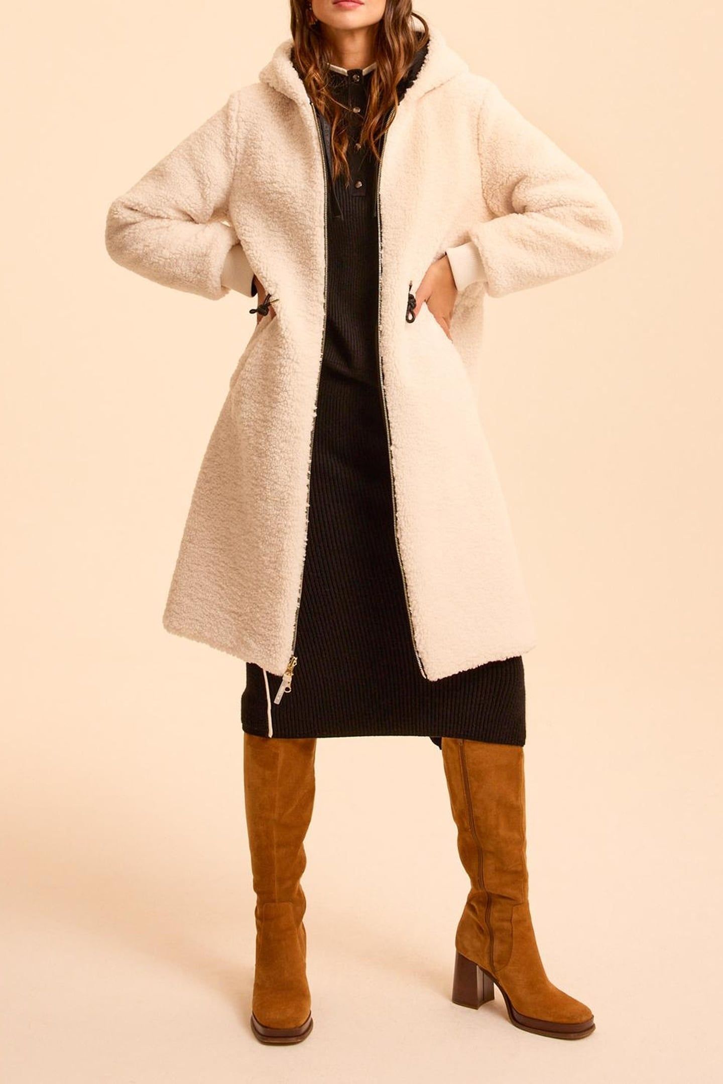 BLACK NYLON/ECRU SHERPA REVERSIBLE PARKA 6