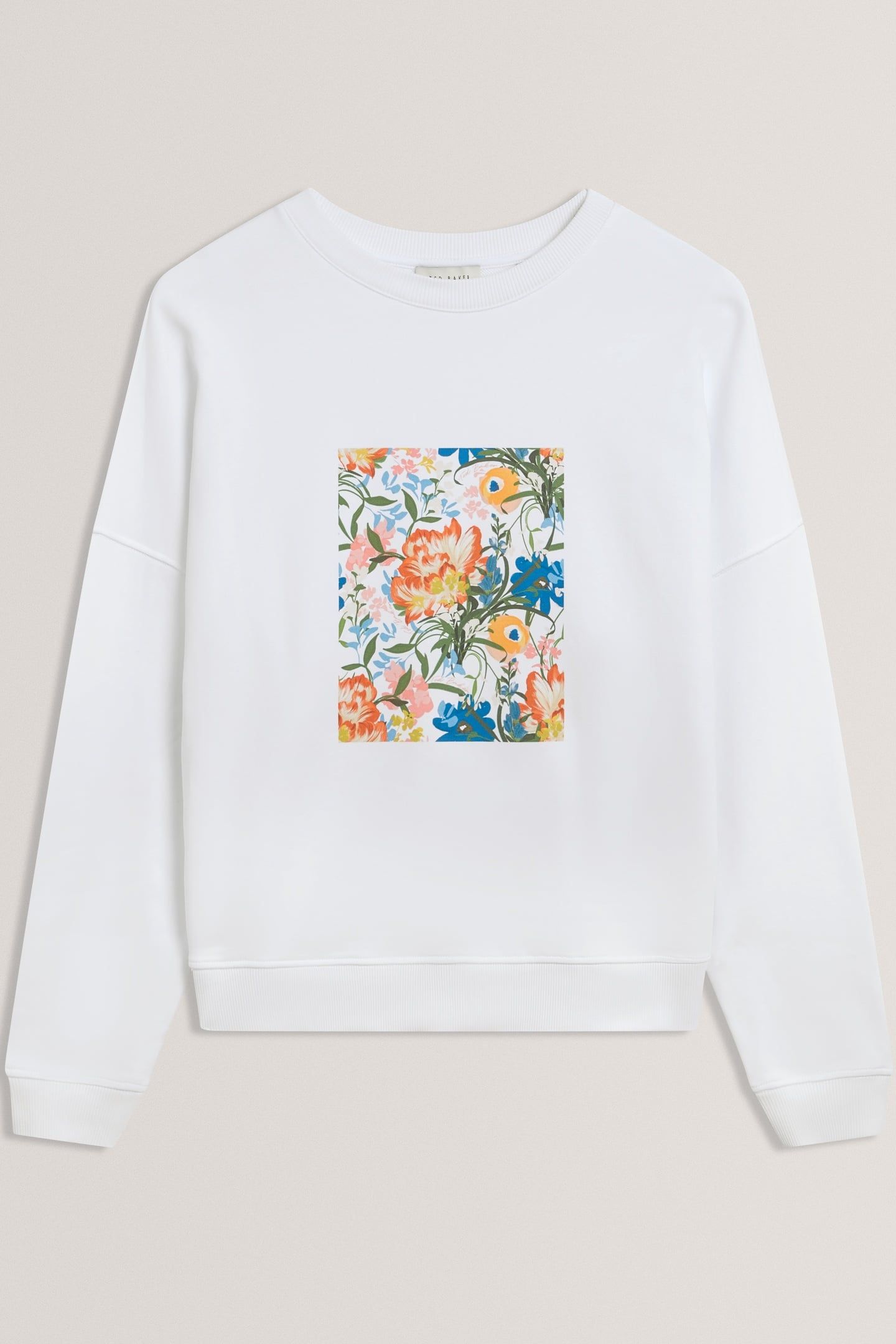 FLORAL PATCH GRAPHIC SWEATSHIRT WHITE 3