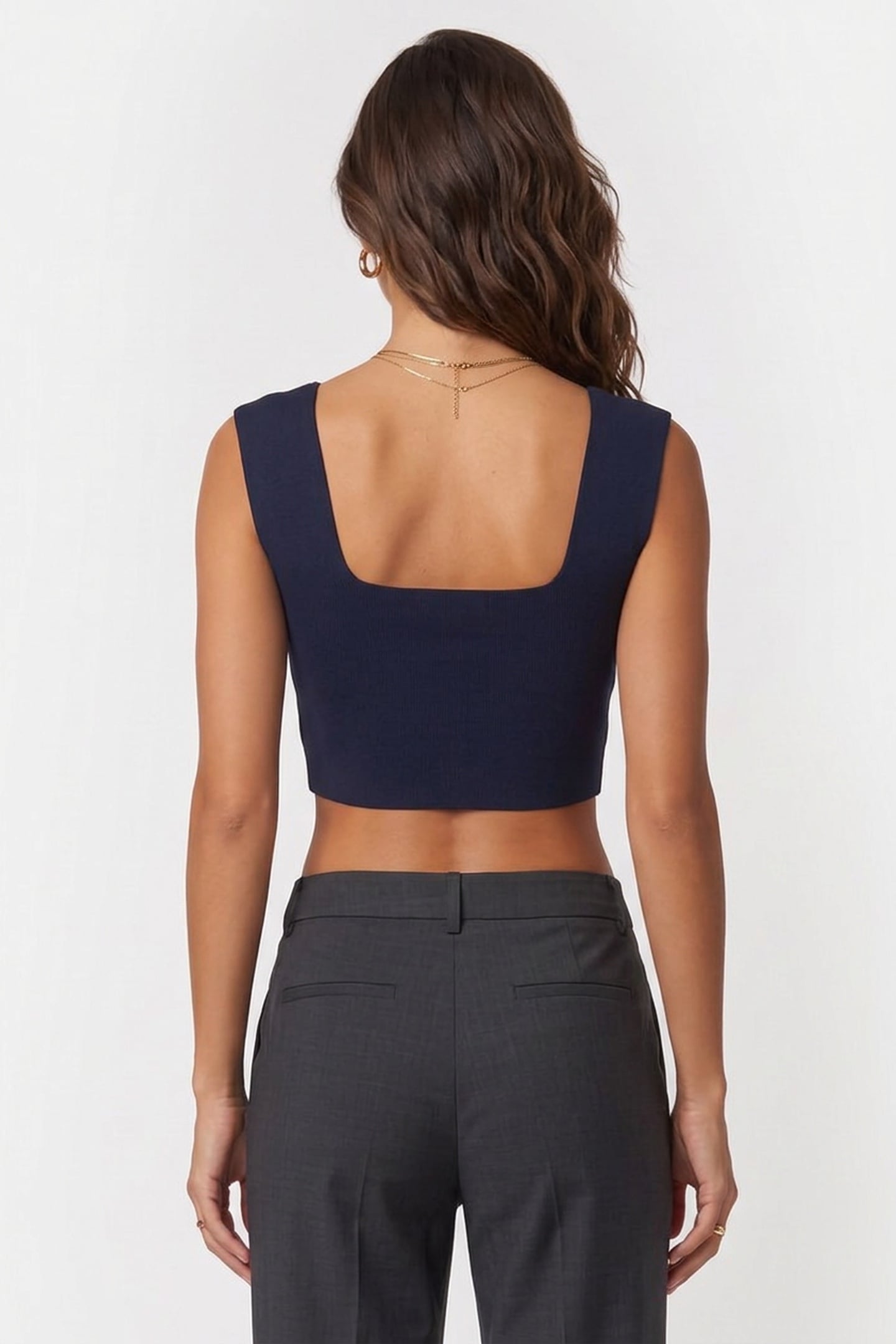 BRENHA CROPPED KNITTED VEST TOP BLUE 2