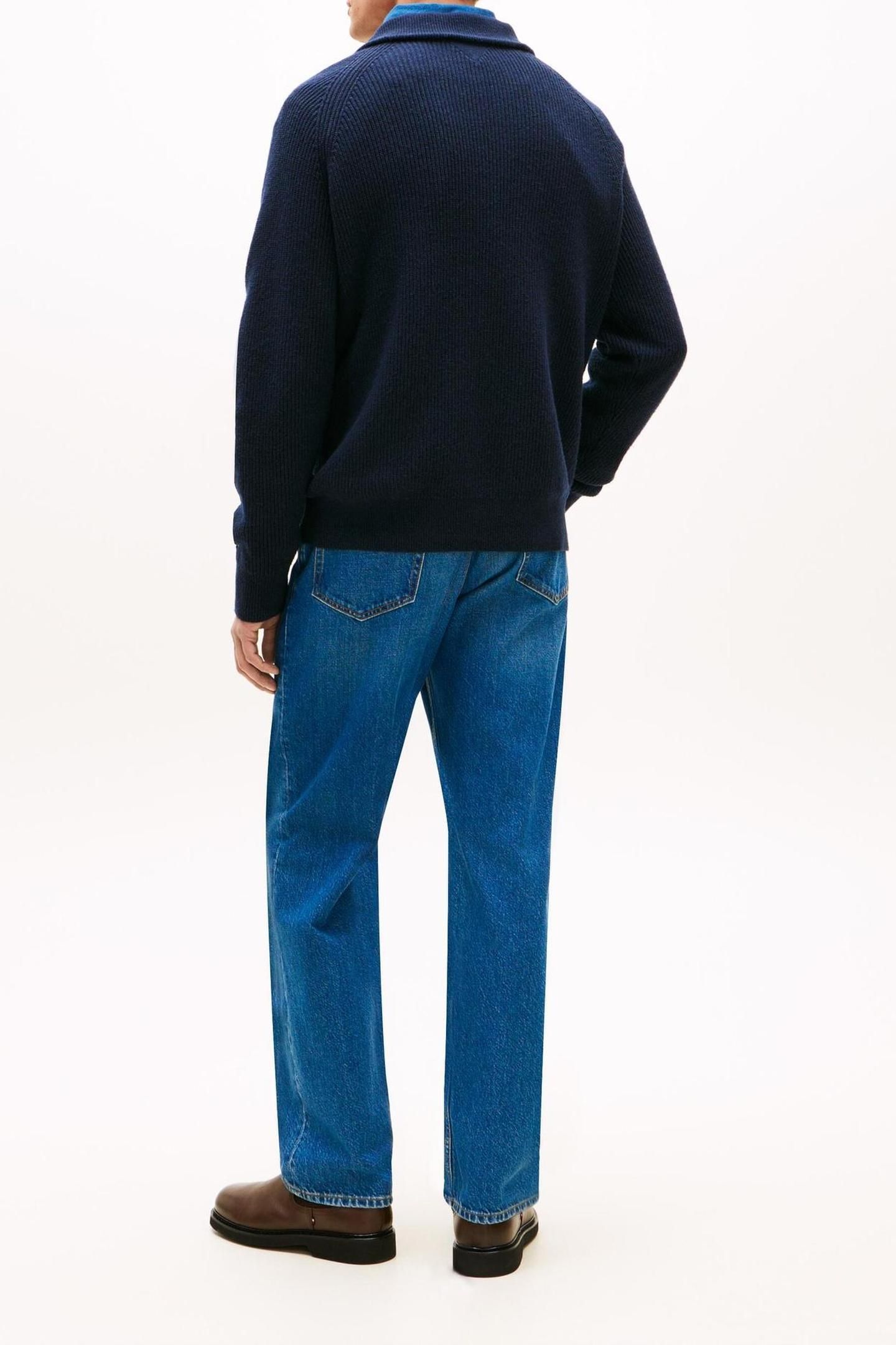 FISHERMAN RIB ZIP MOCK DARK NIGHT NAVY 5