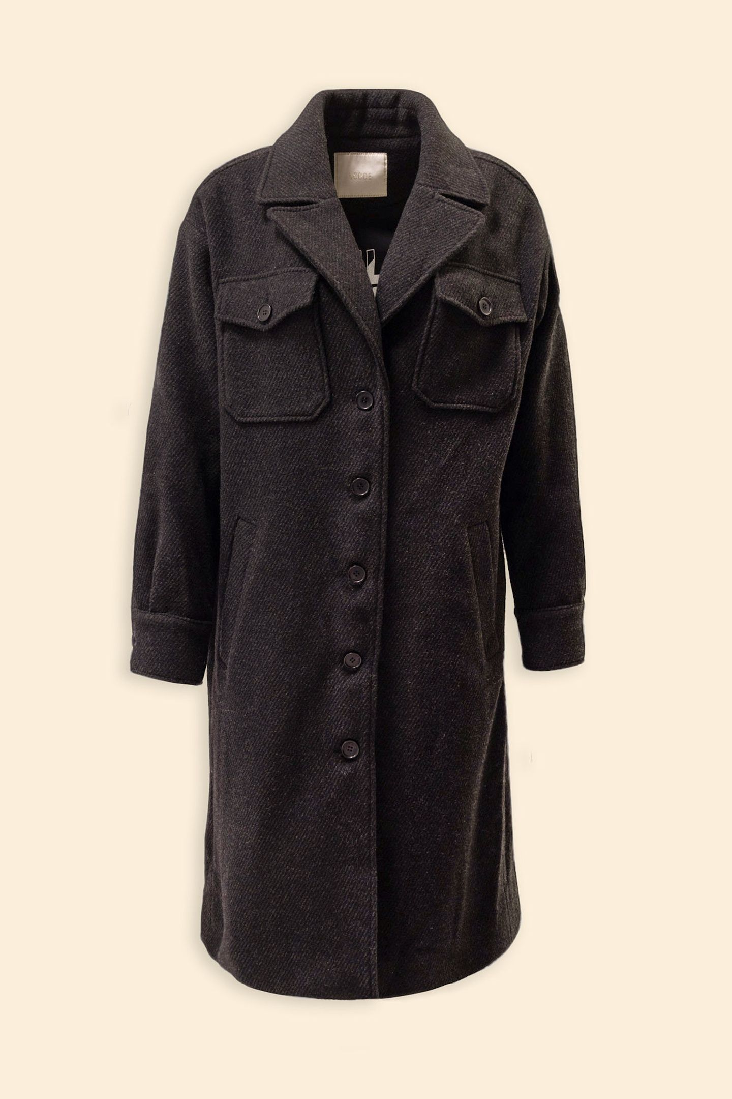 GREY OVERSHIRT-STYLE LONG COAT 4