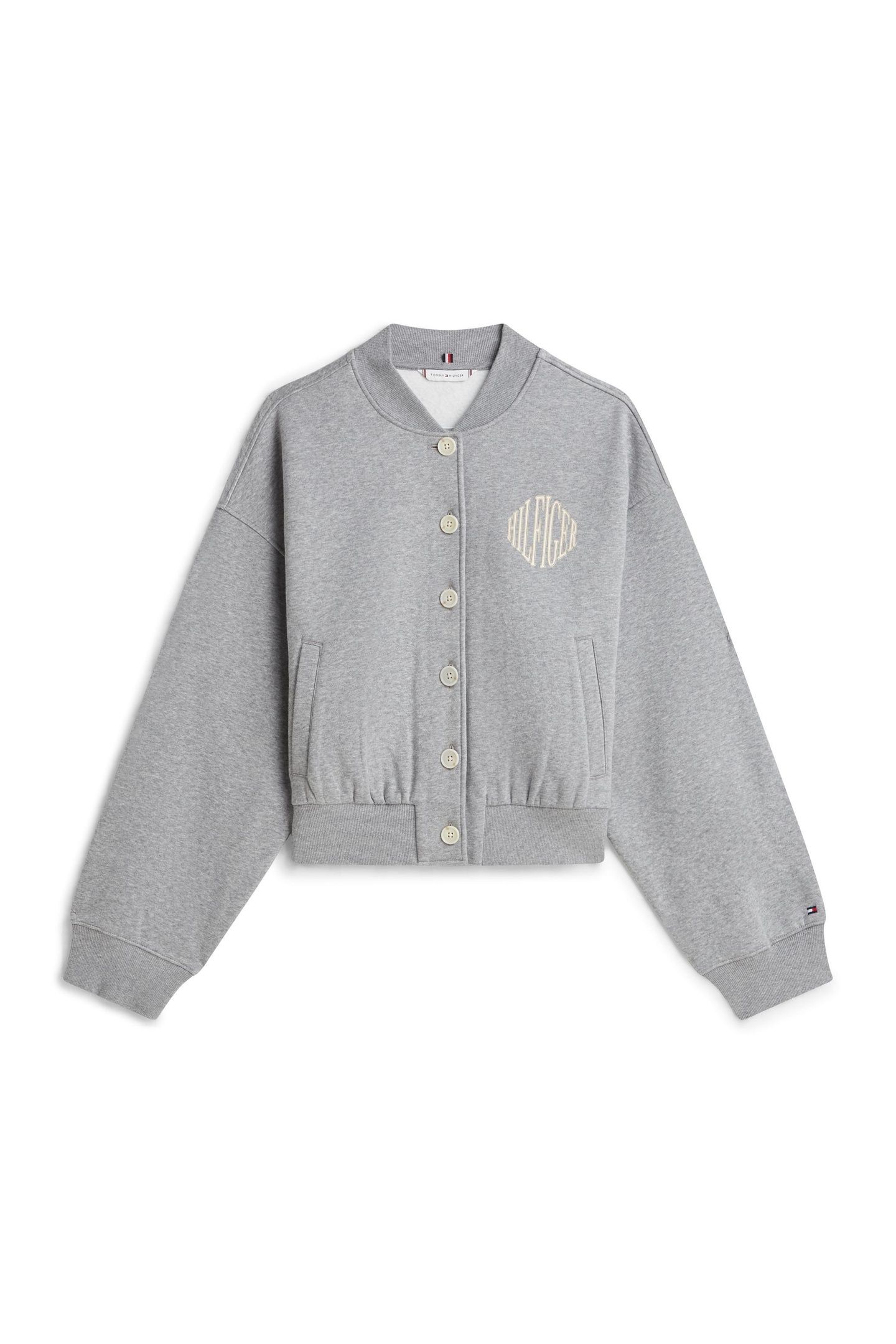 VARSITY FLEECE BOMBER MED HEATHER GREY 1