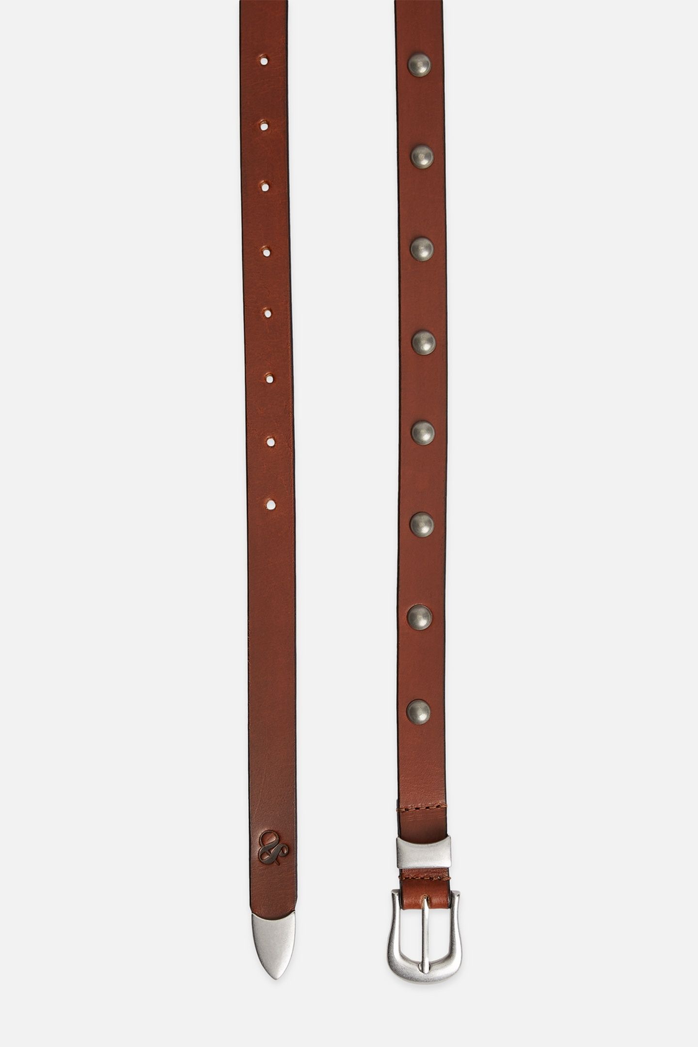 STUDDED LEATHER BELT COGNAC 2