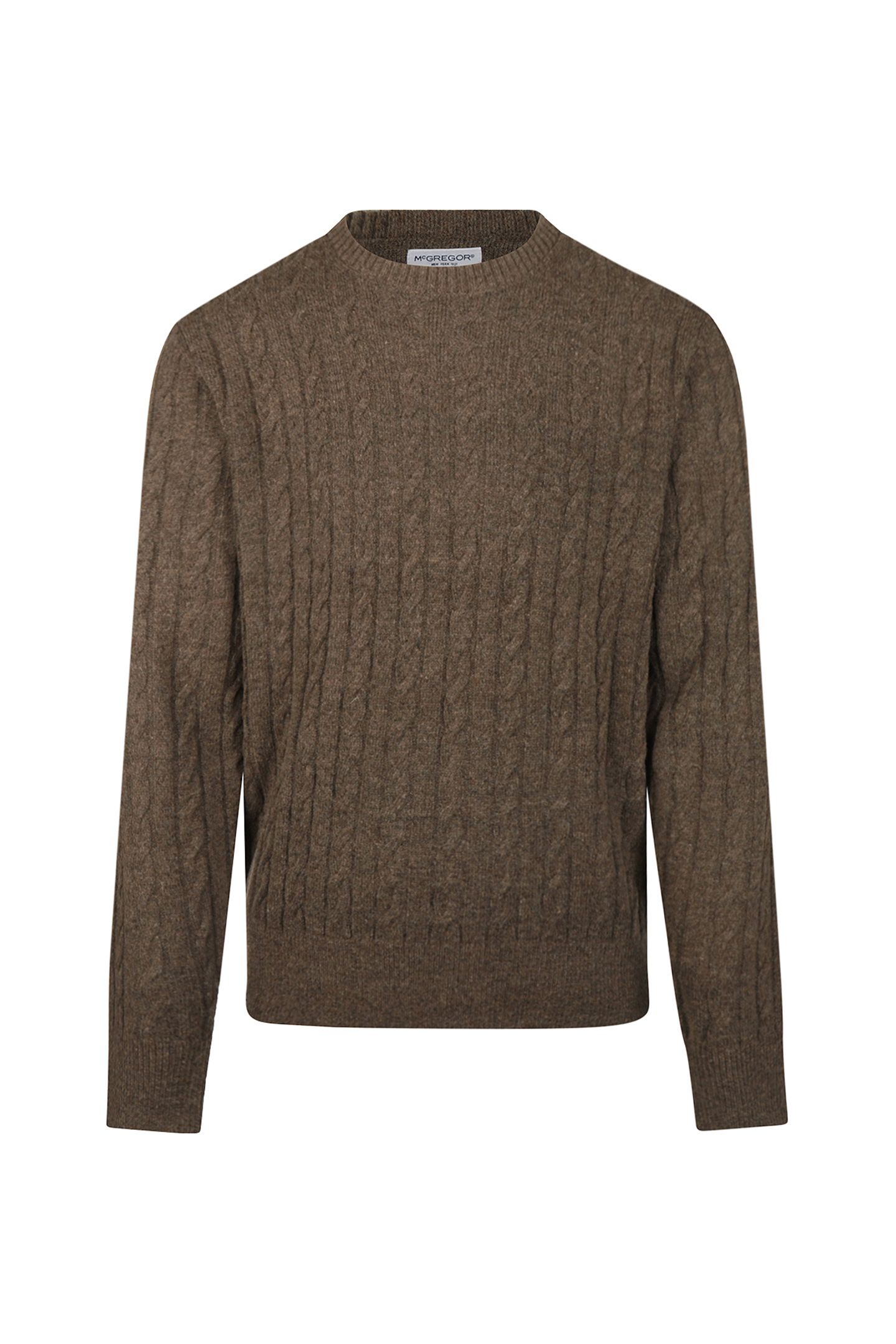 CABLE CREW NECK SWEATER CHOCOLATE BROWN 2