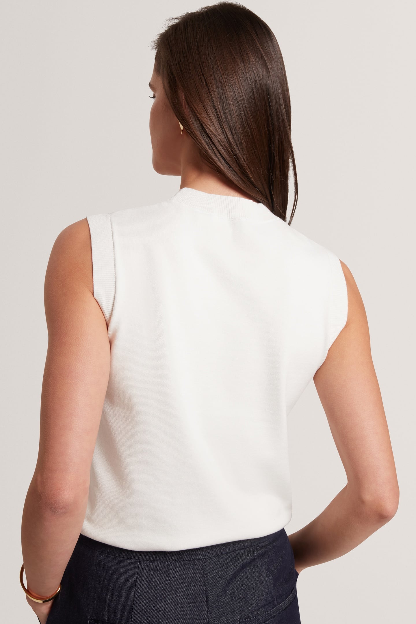 KNITTED ORGANZA APPLIQUE TANK IVORY 2