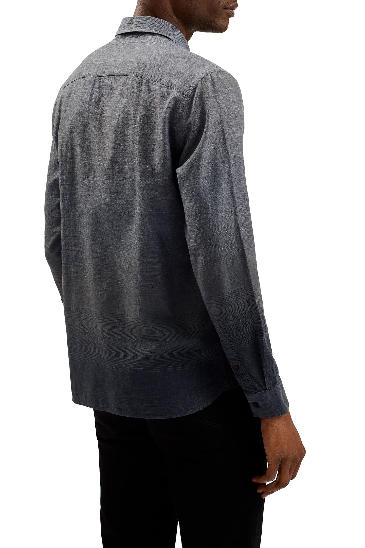 ACKLEY LS REGULAR OMBRE PRINT SHIRT BLACK 2