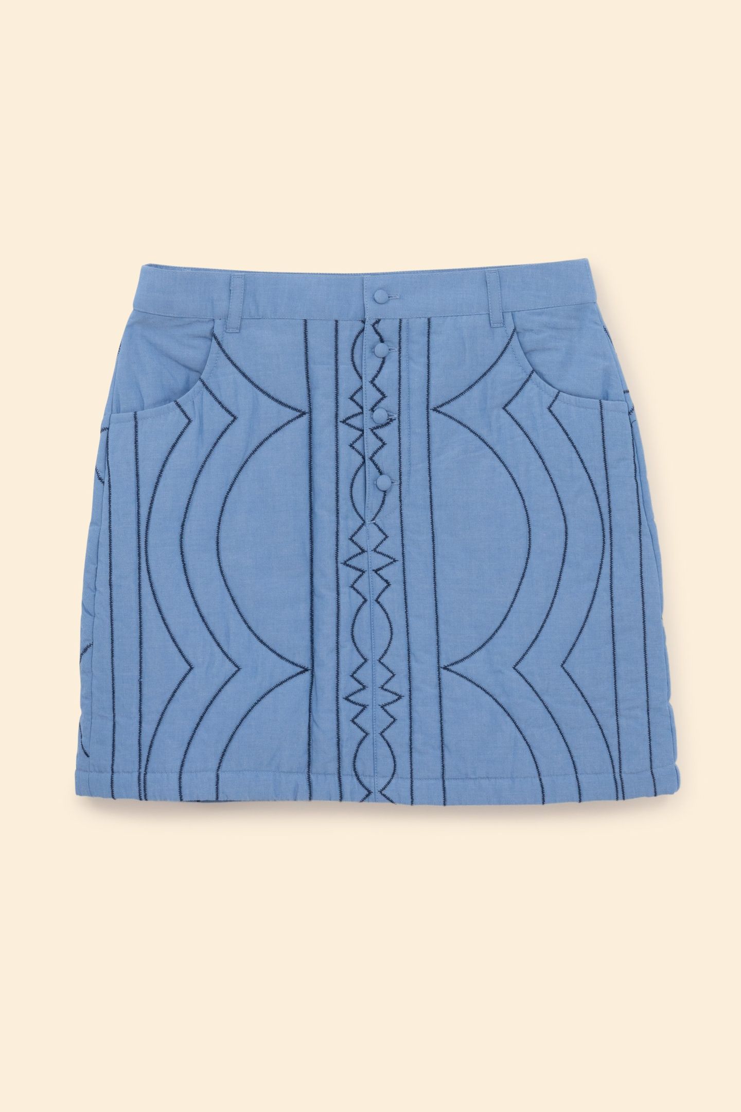 BLUE QUILTED SHORT SKIRT 4