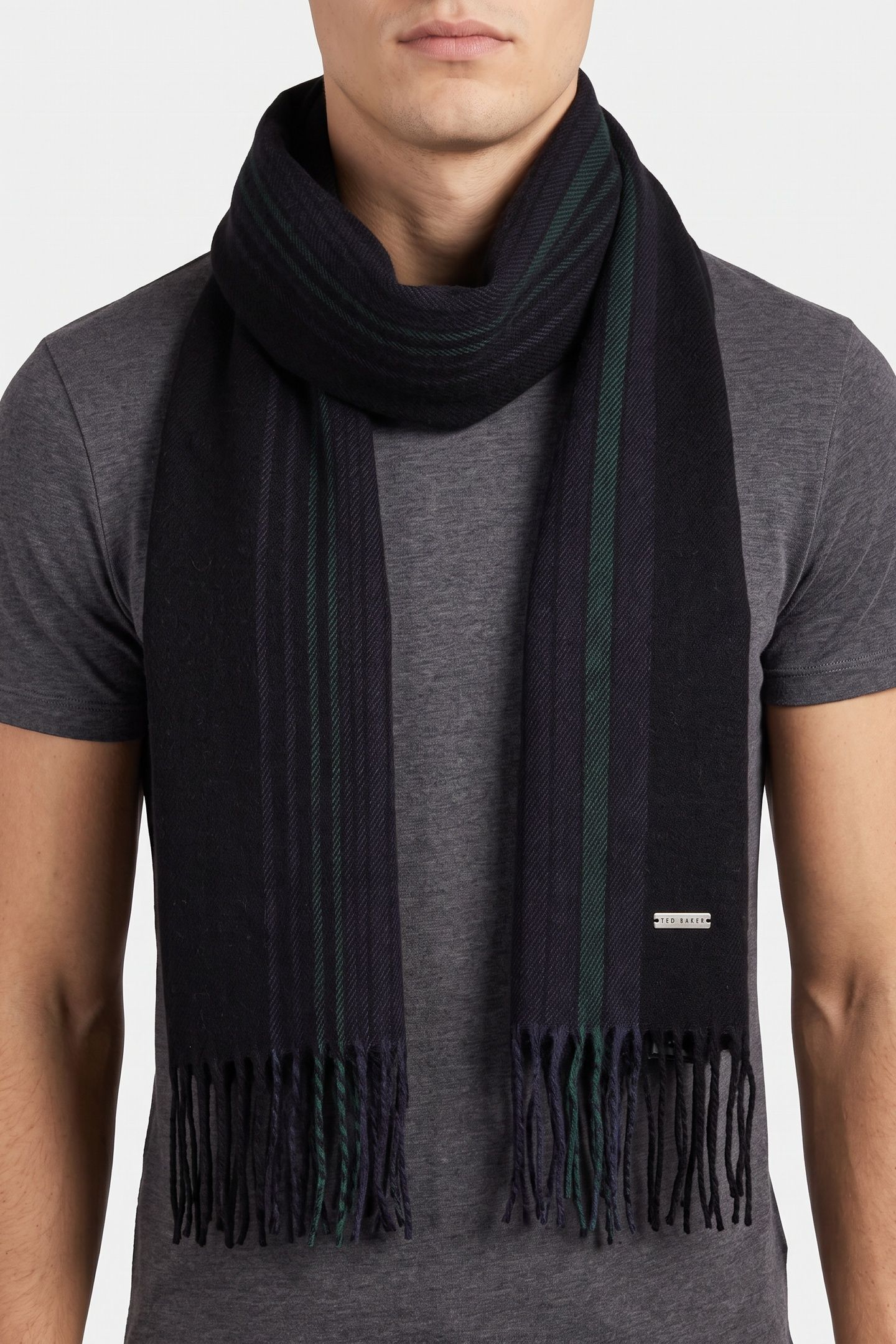 PRINTED WEAVE SCARF BLACK 1