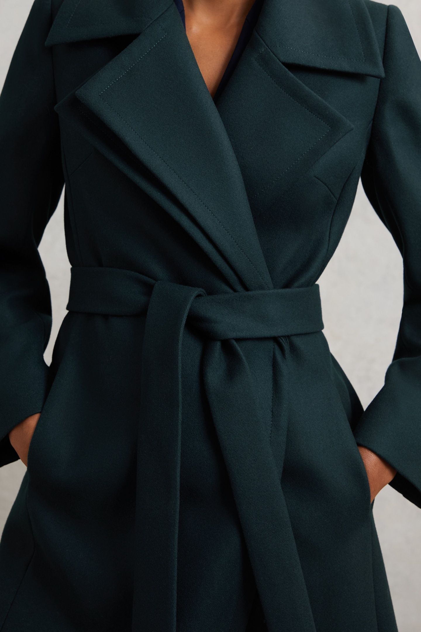 MID LENGTH BELTED COAT TEAL 5