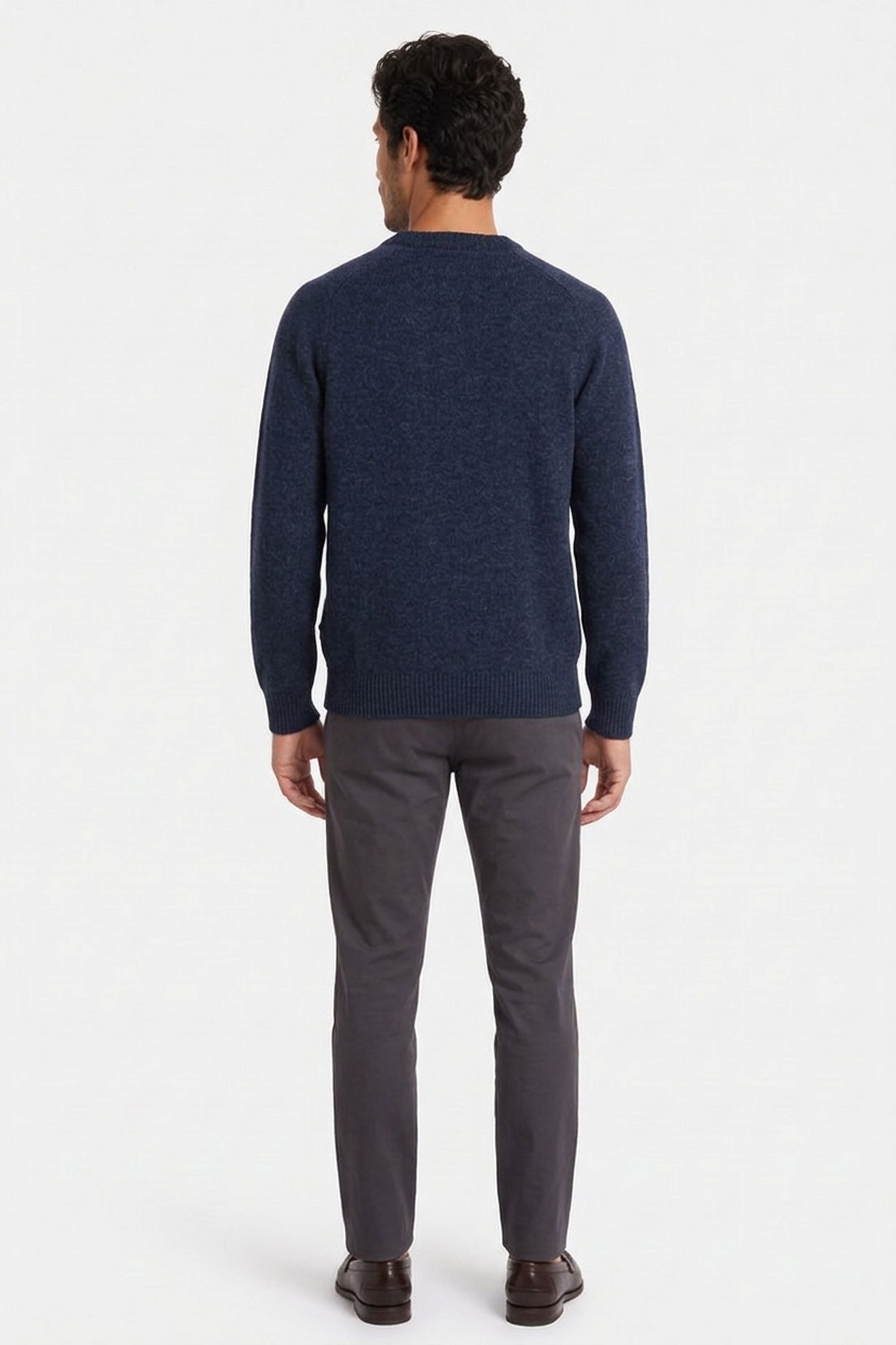 LAMBSWOOL CREW NECK SWEATER NAVY 2