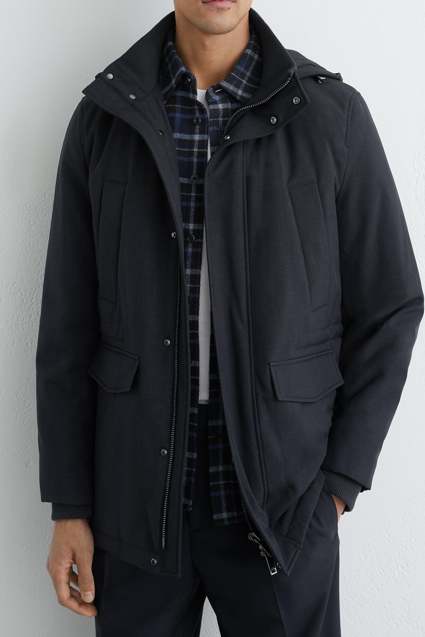 HOODED ZIP THROUGH PADDED COAT NAVY 1