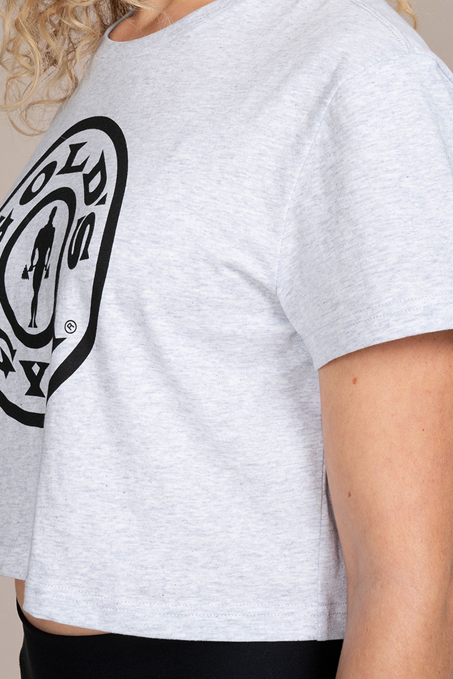 WEIGHT PLATE WOMENS CROP TEE GREY 5