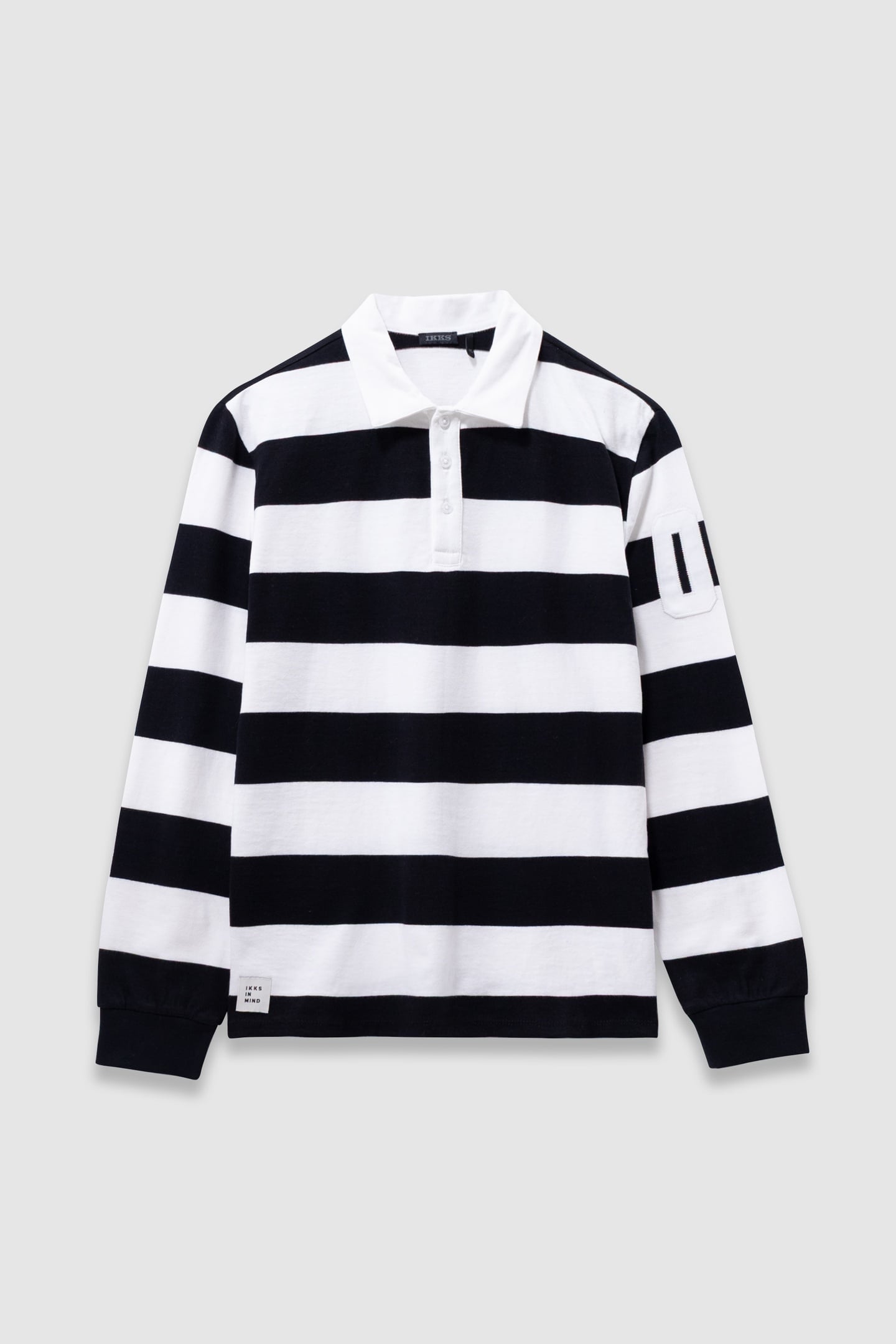 BOYS’ BLACK LONG-SLEEVED POLO SHIRT WITH ECRU STRIPES 1