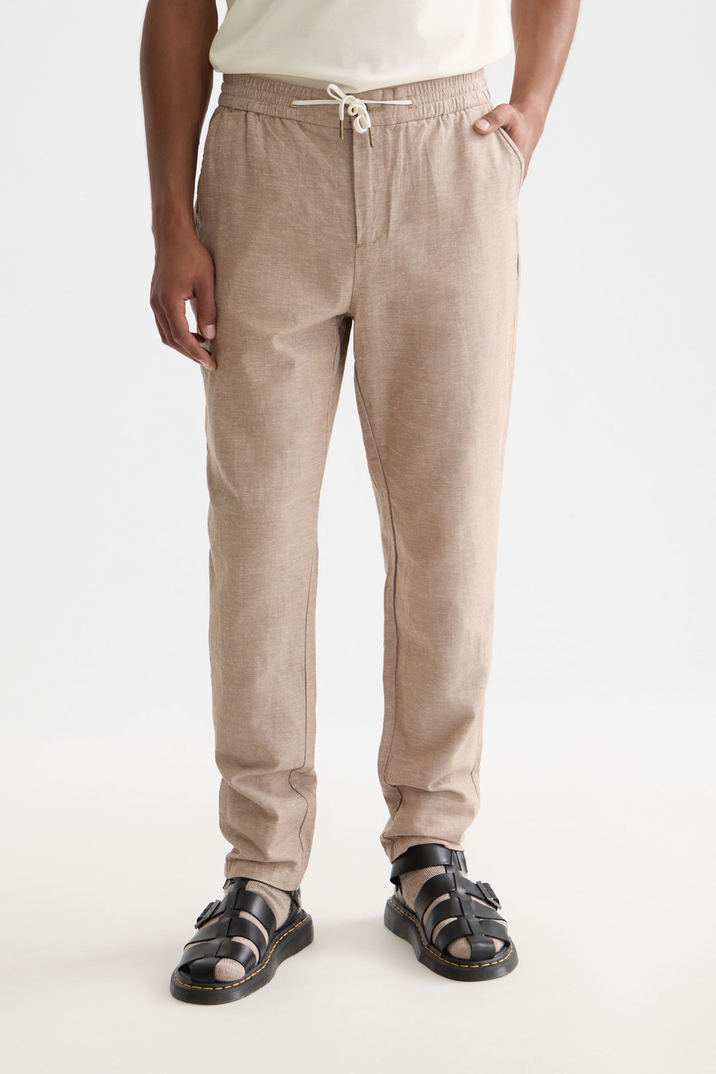 SEASONAL CORE WARREN COTTON LINEN JOGGER LT PASTEL BROWN 1