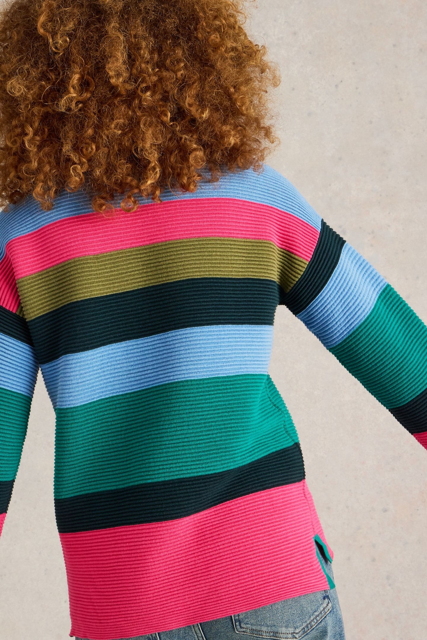 JANA STRIPE JUMPER TEAL MLT 2