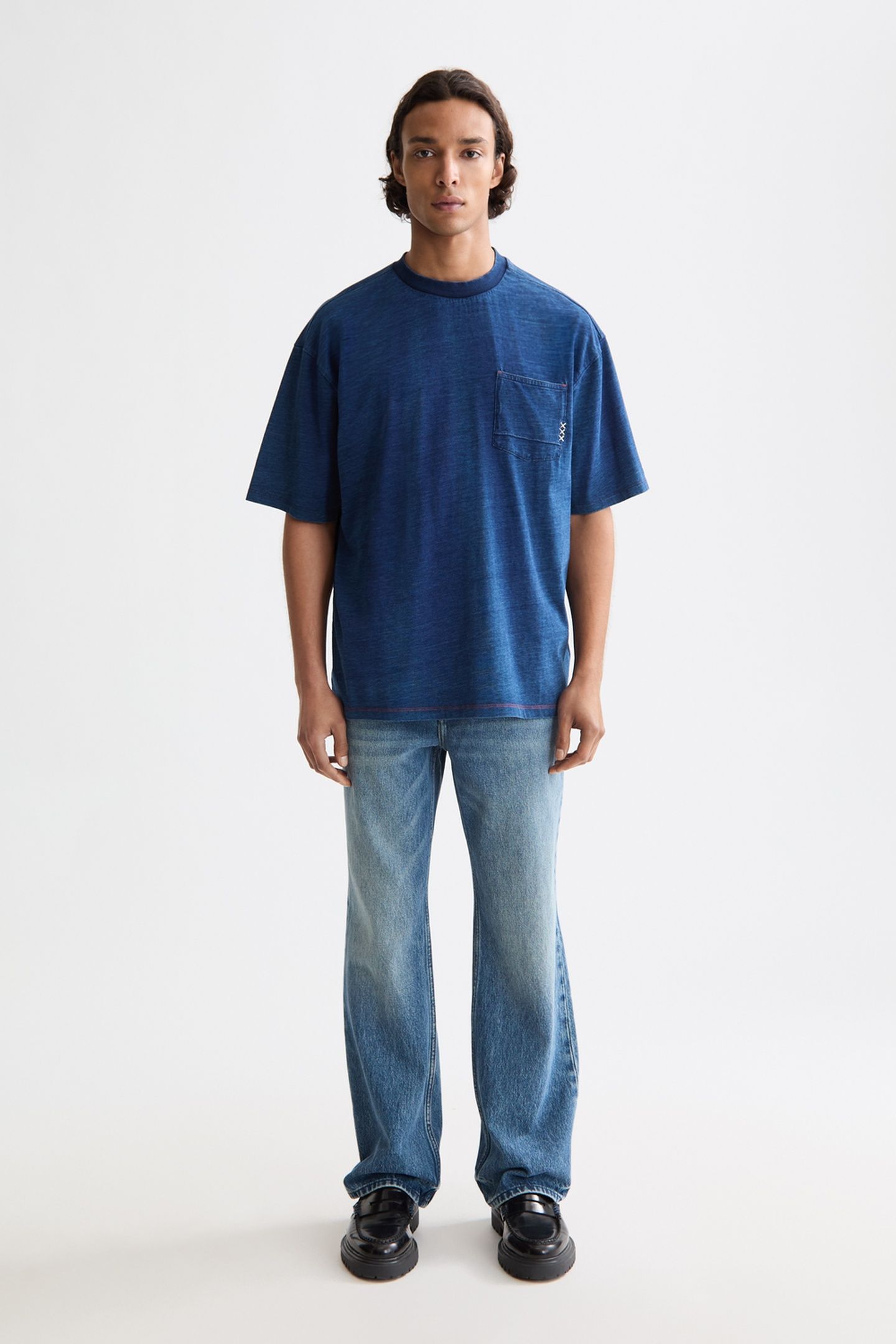 WASHED 1 POCKET INDIGO T-SHIRT 3