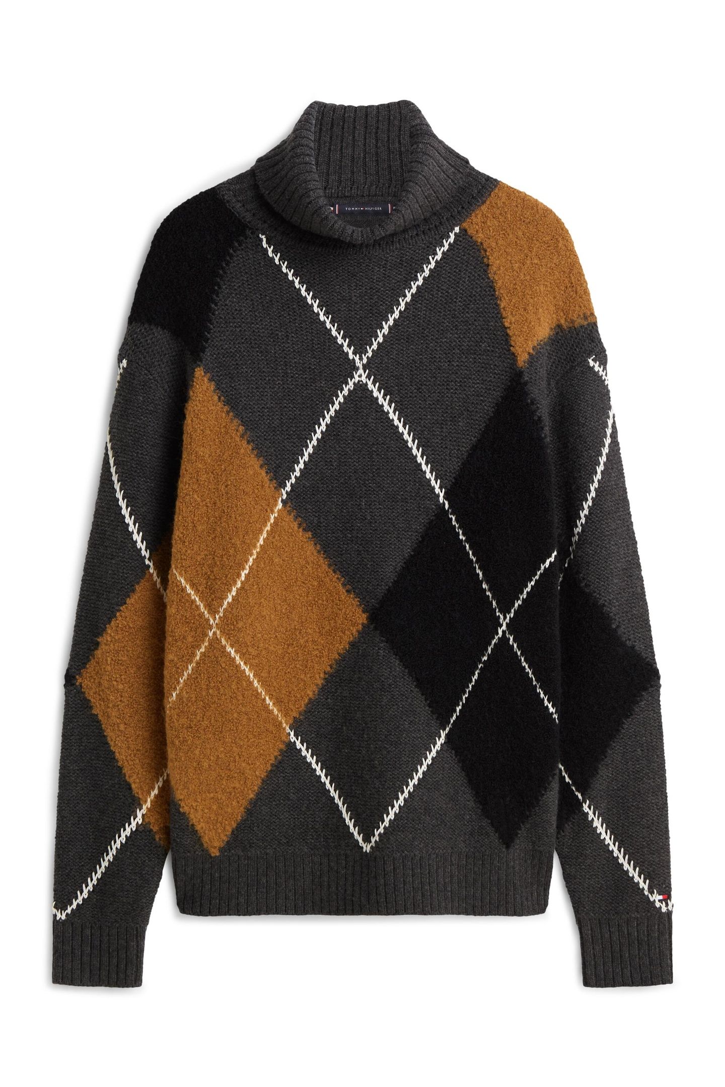 ARGYLE ROLL NECK DARK GREY HEATHER 6