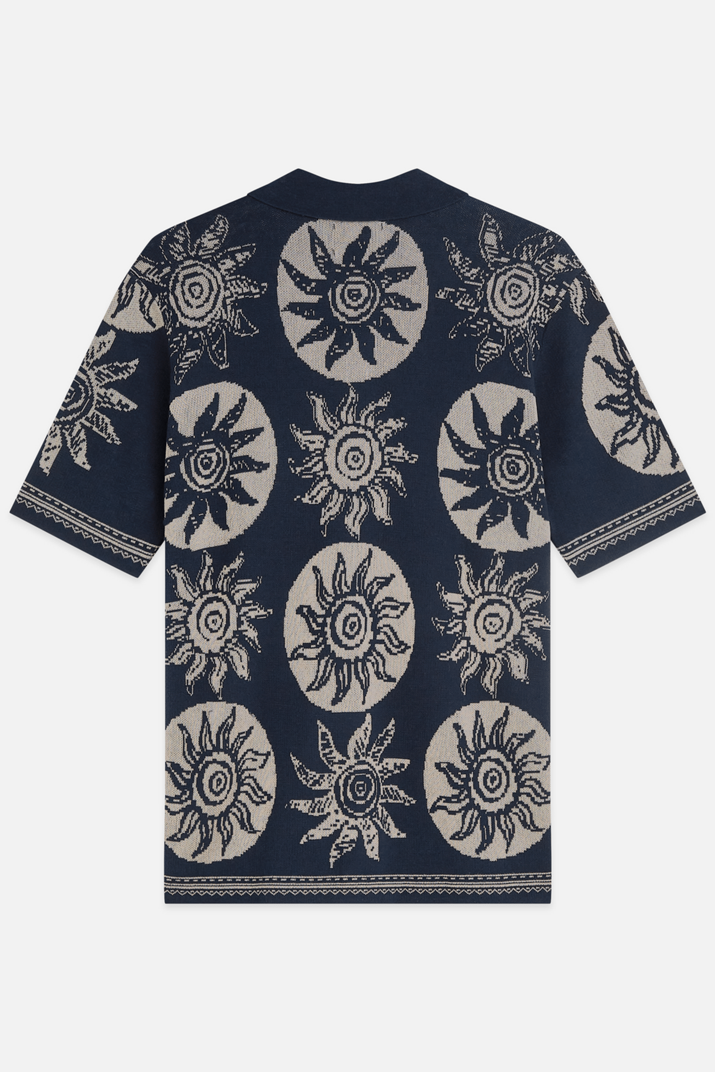KNITTED JAQUARD SHORT SLEEVE SHIRT NAVY 2