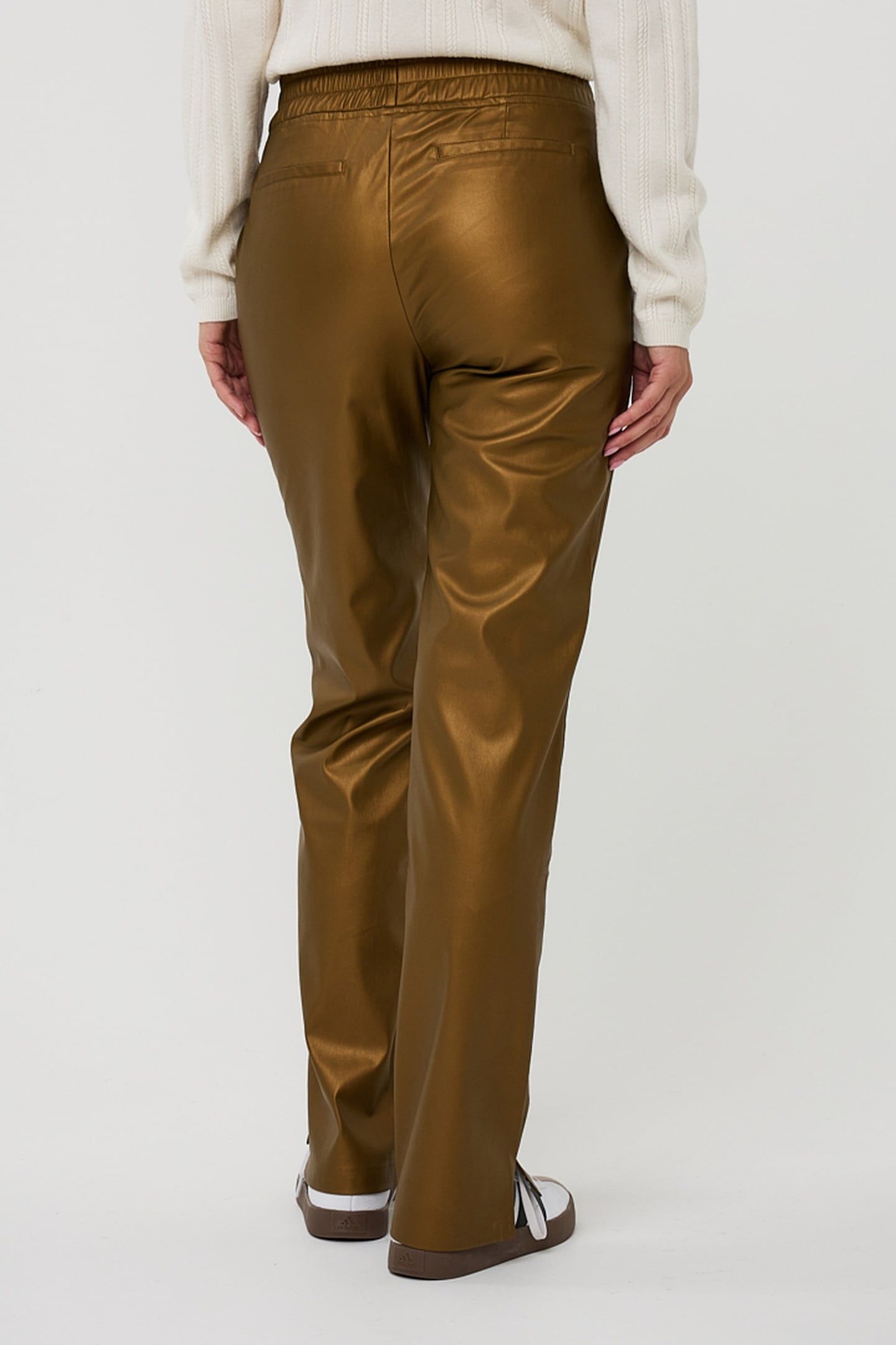 TROUSERS JOGGER VEGAN LEATHER GOLDEN OLIVE 3